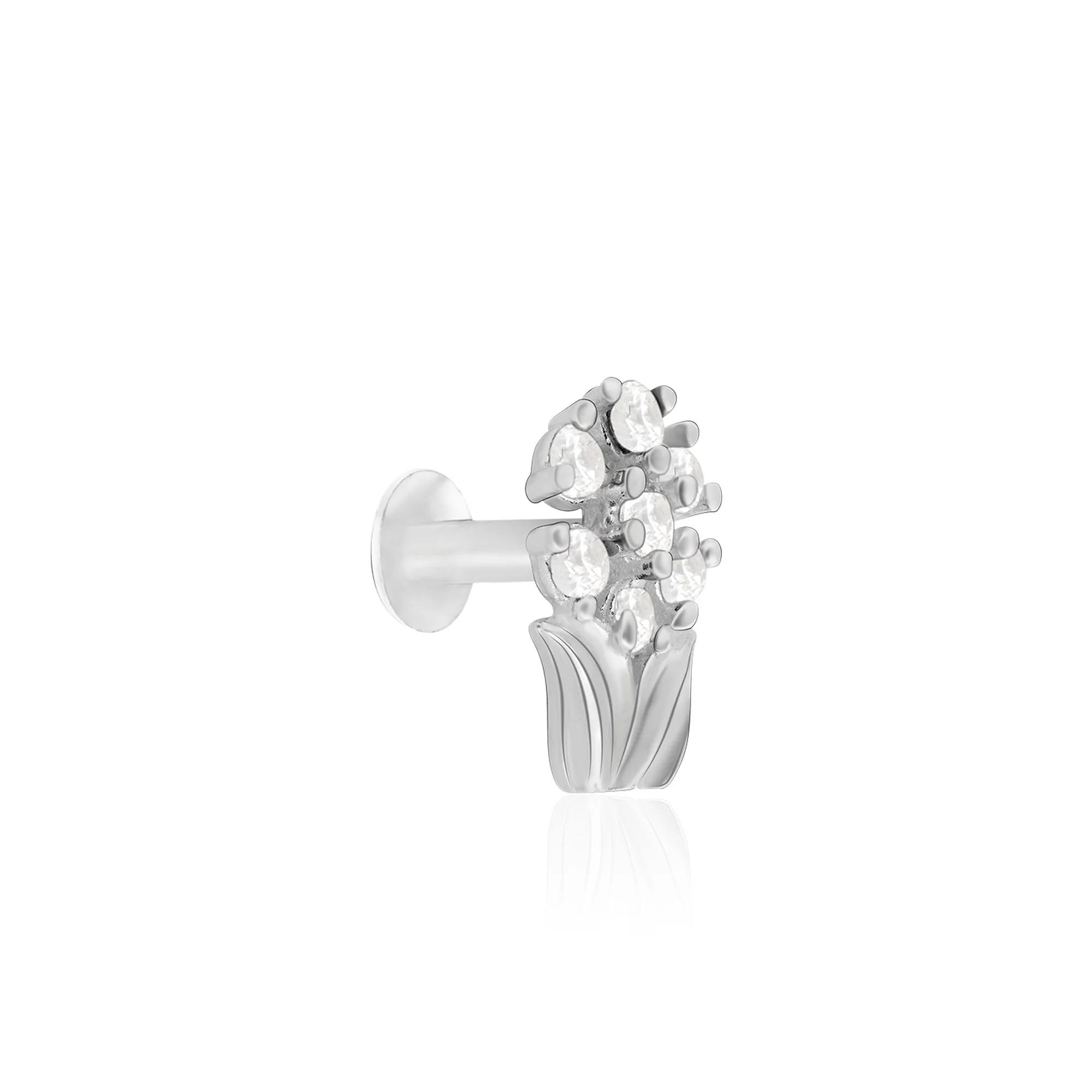 Chaand Phool Silver Nose Pin - Image 2