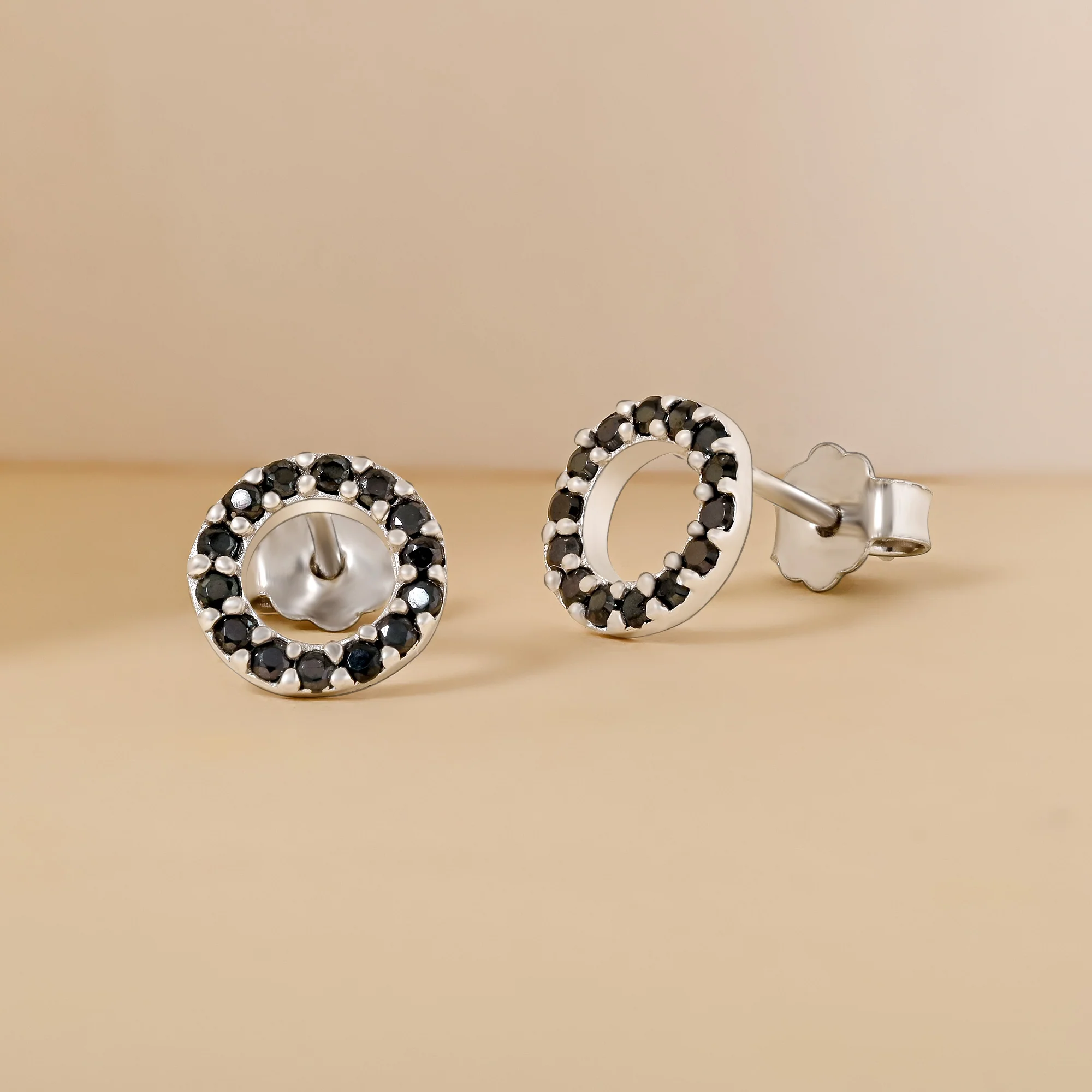Circular Black Cz Earrings - Image 3