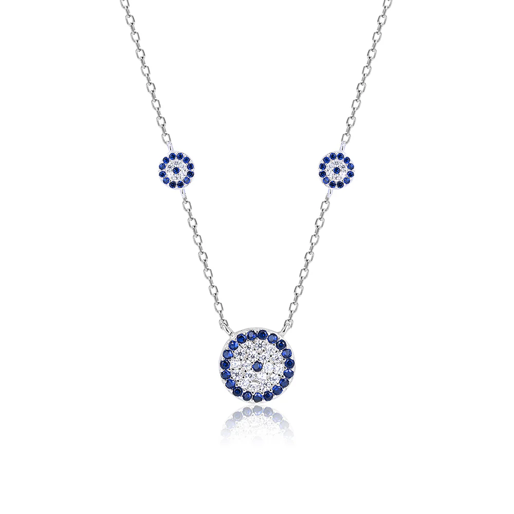 Circular Blue Floral Necklace - Image 2