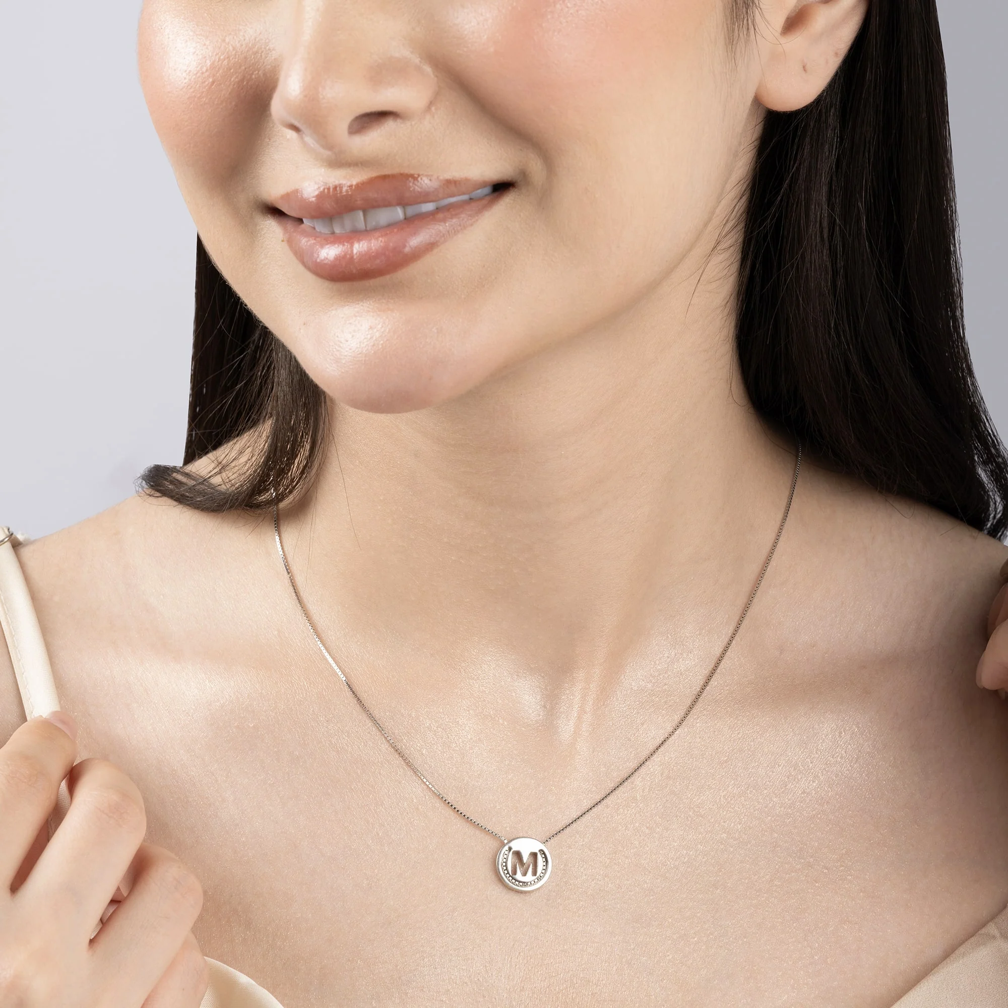 Circular Initial 'M' Necklace - Image 3