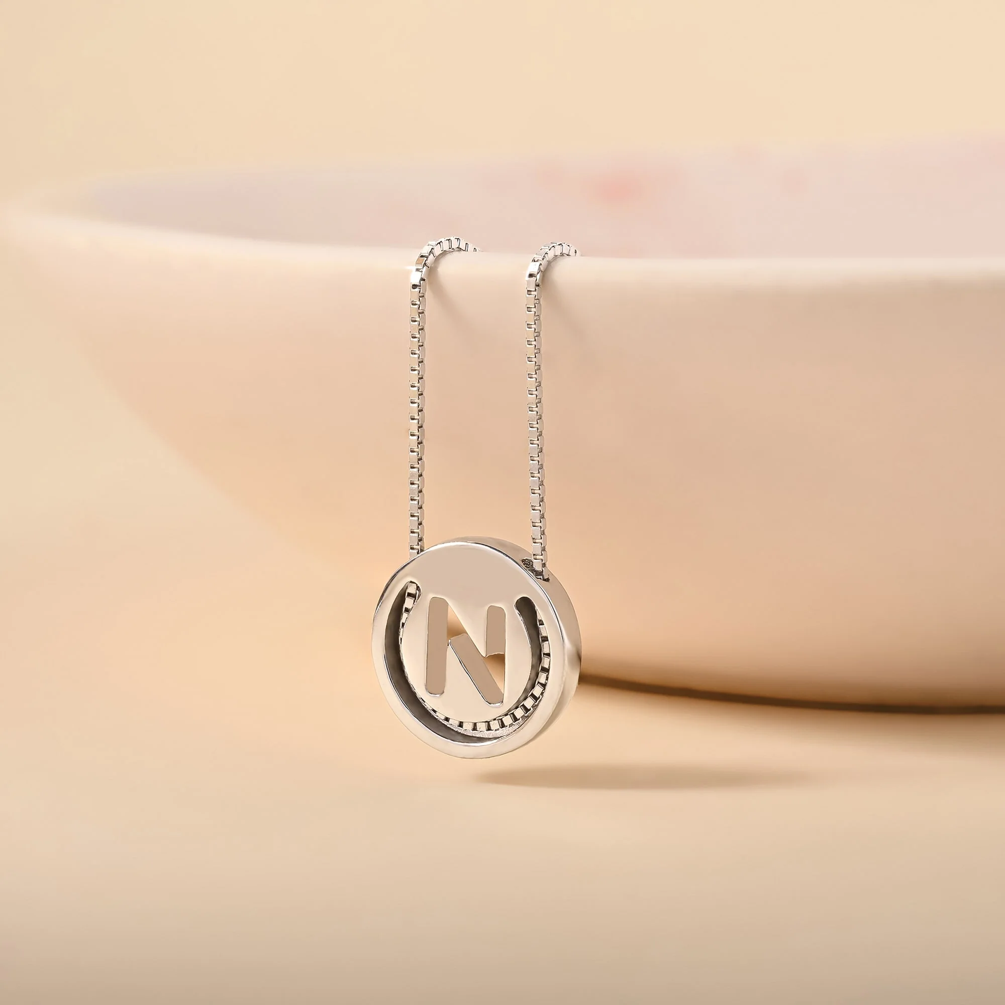 Circular Initial 'N' Necklace