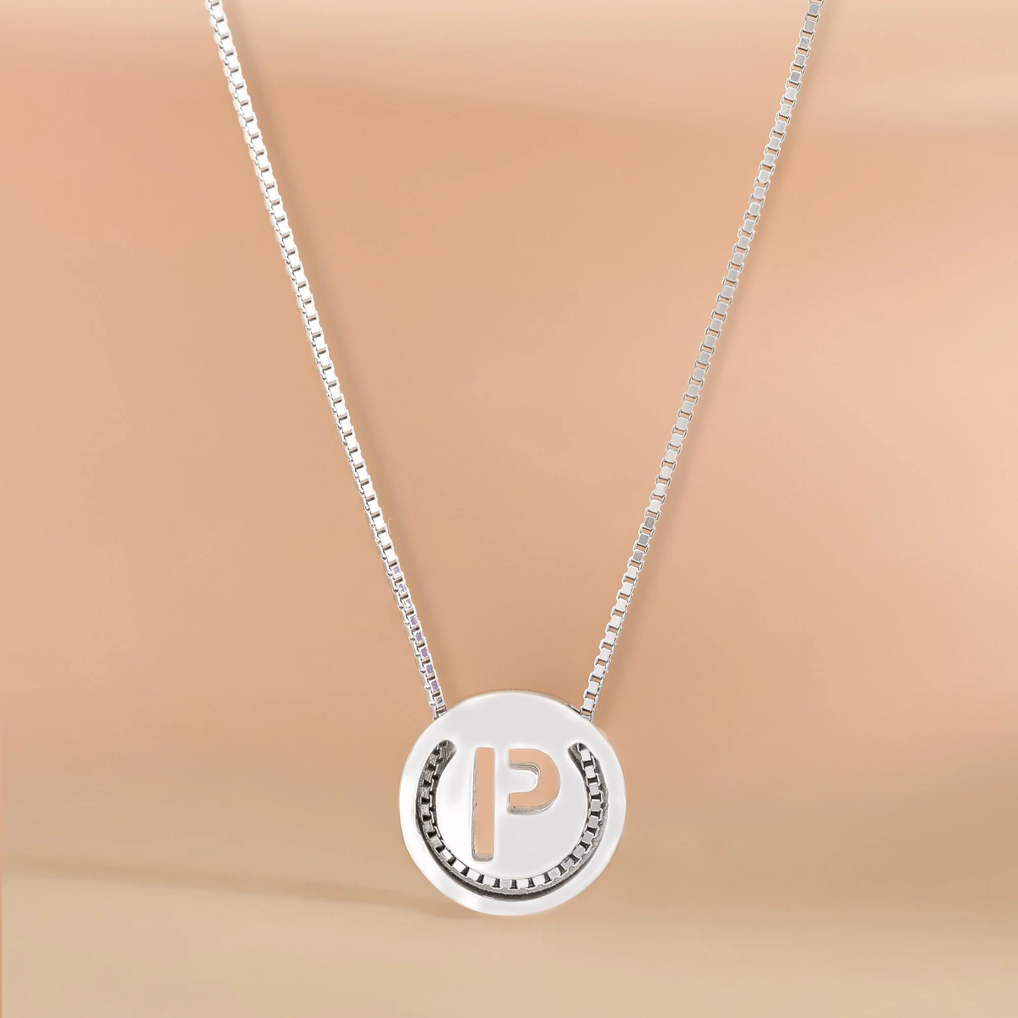 Circular Initial 'P' Necklace - Image 3