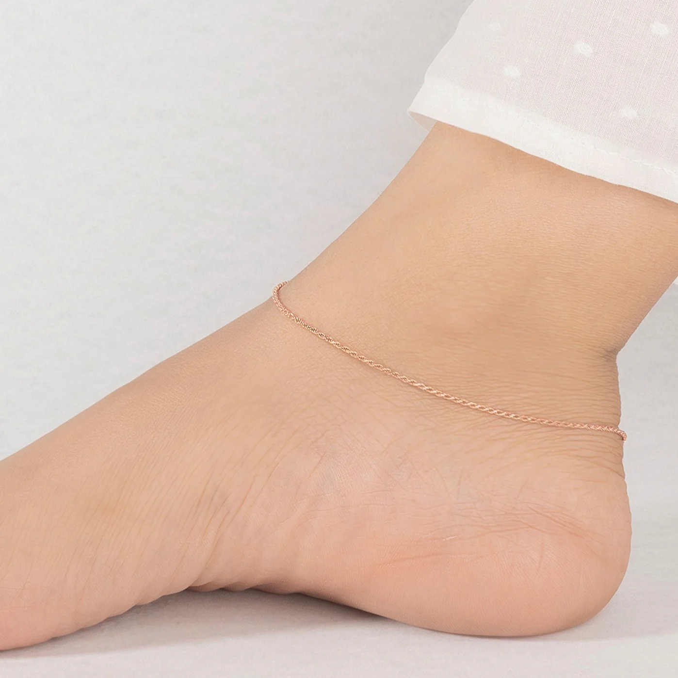 Classic Rolo Silver Anklet - Image 3