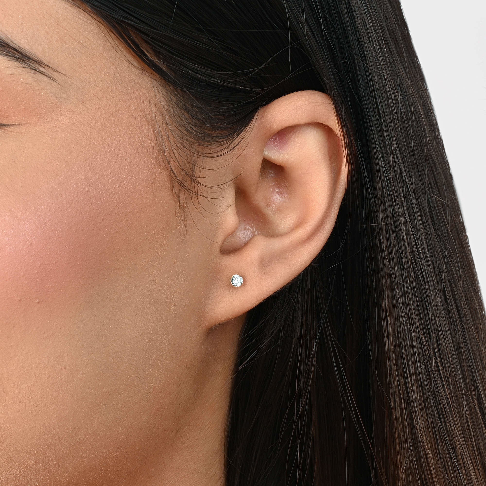 Classic Round CZ Stud Earrings - Image 3