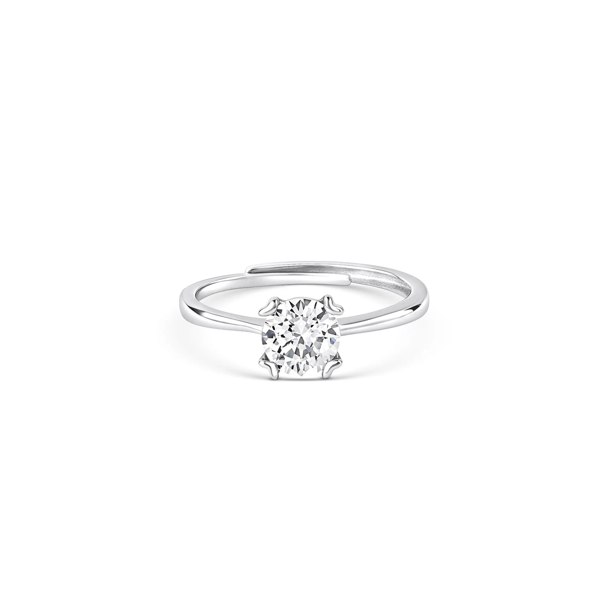 Claw-Set Solitaire Silver Ring - Image 2