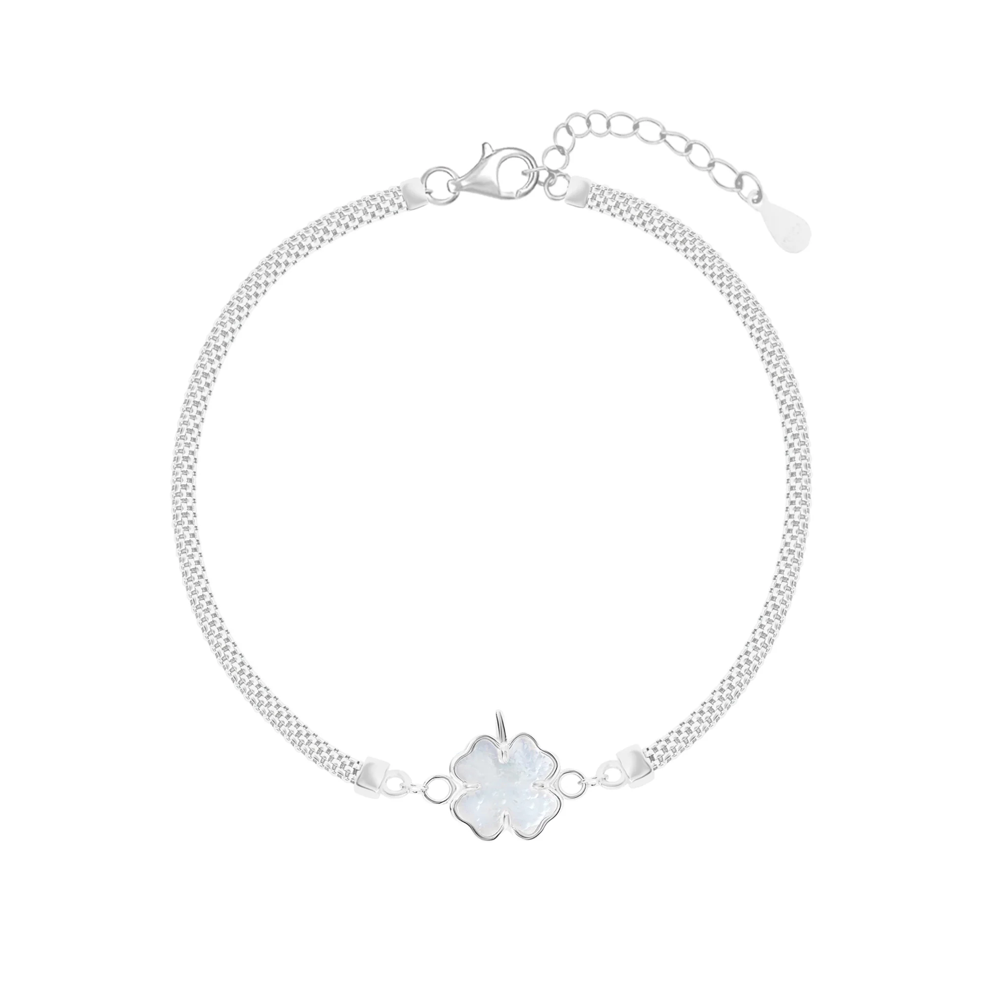 Clover Charm Mesh Silver Bracelet - Image 6