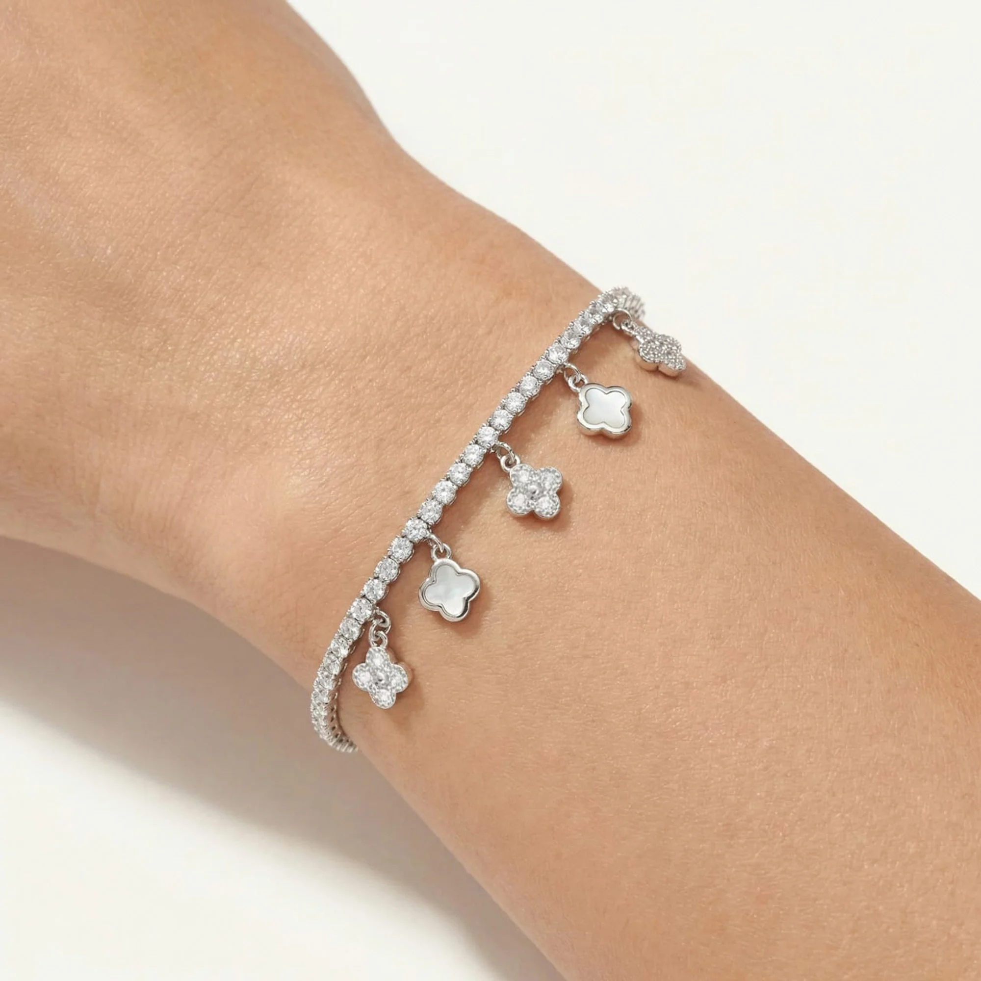 Clover Charm Silver Bracelet - Image 4