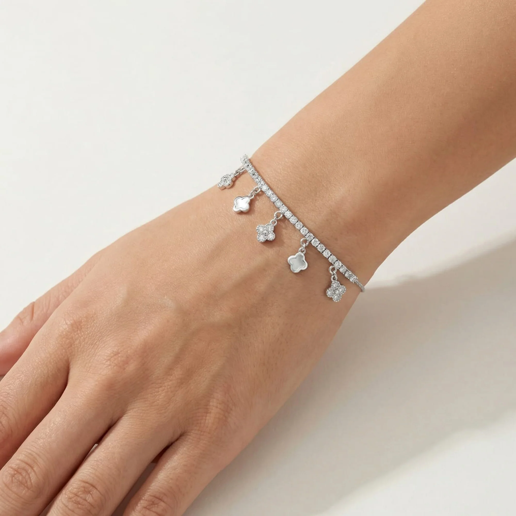 Clover Charm Silver Bracelet - Image 5