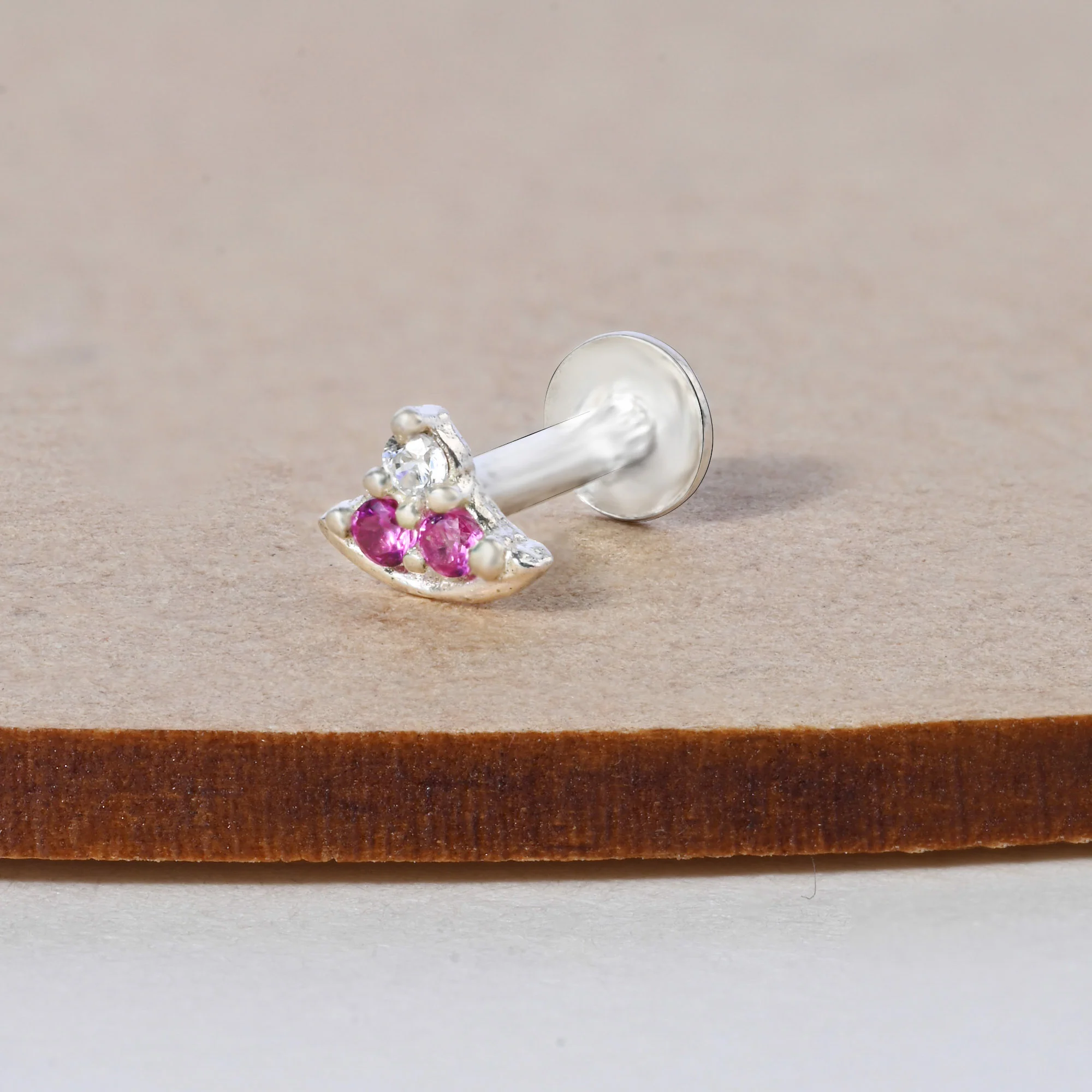 Crescent Charm Silver Nose Pin