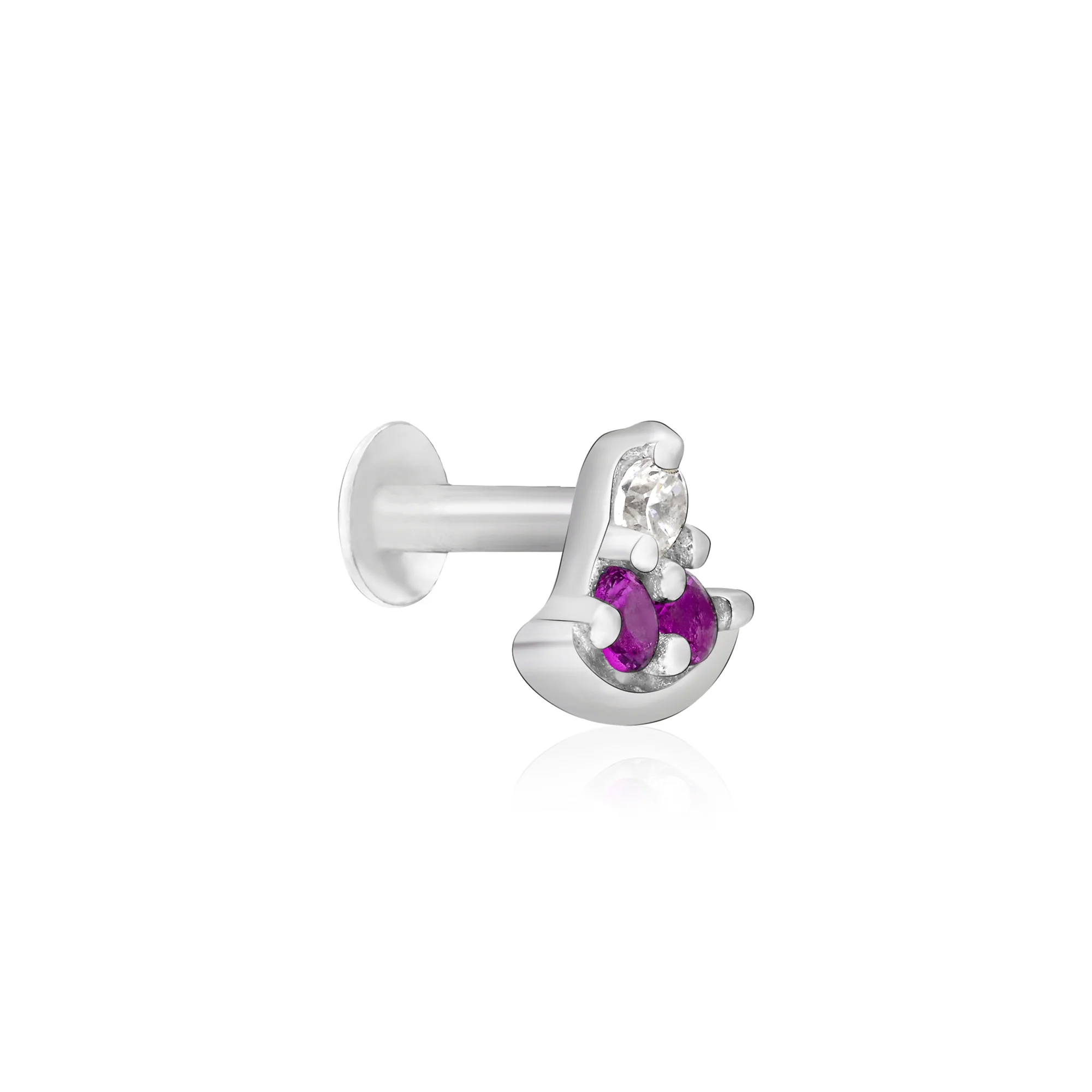 Crescent Charm Silver Nose Pin - Image 2