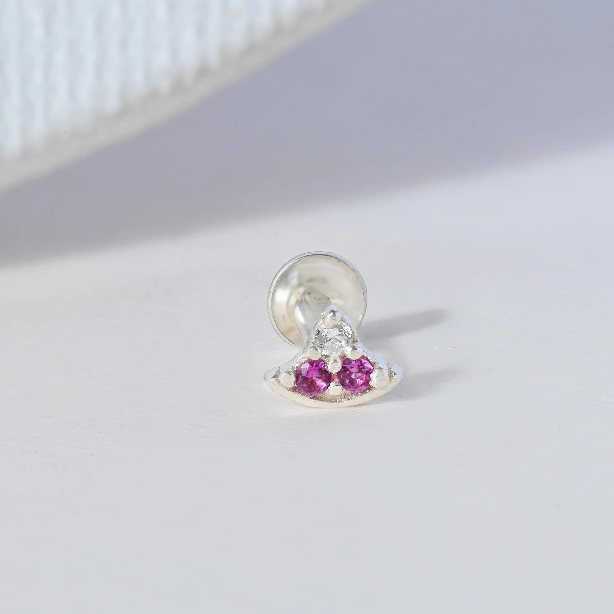 Crescent Charm Silver Nose Pin - Image 3