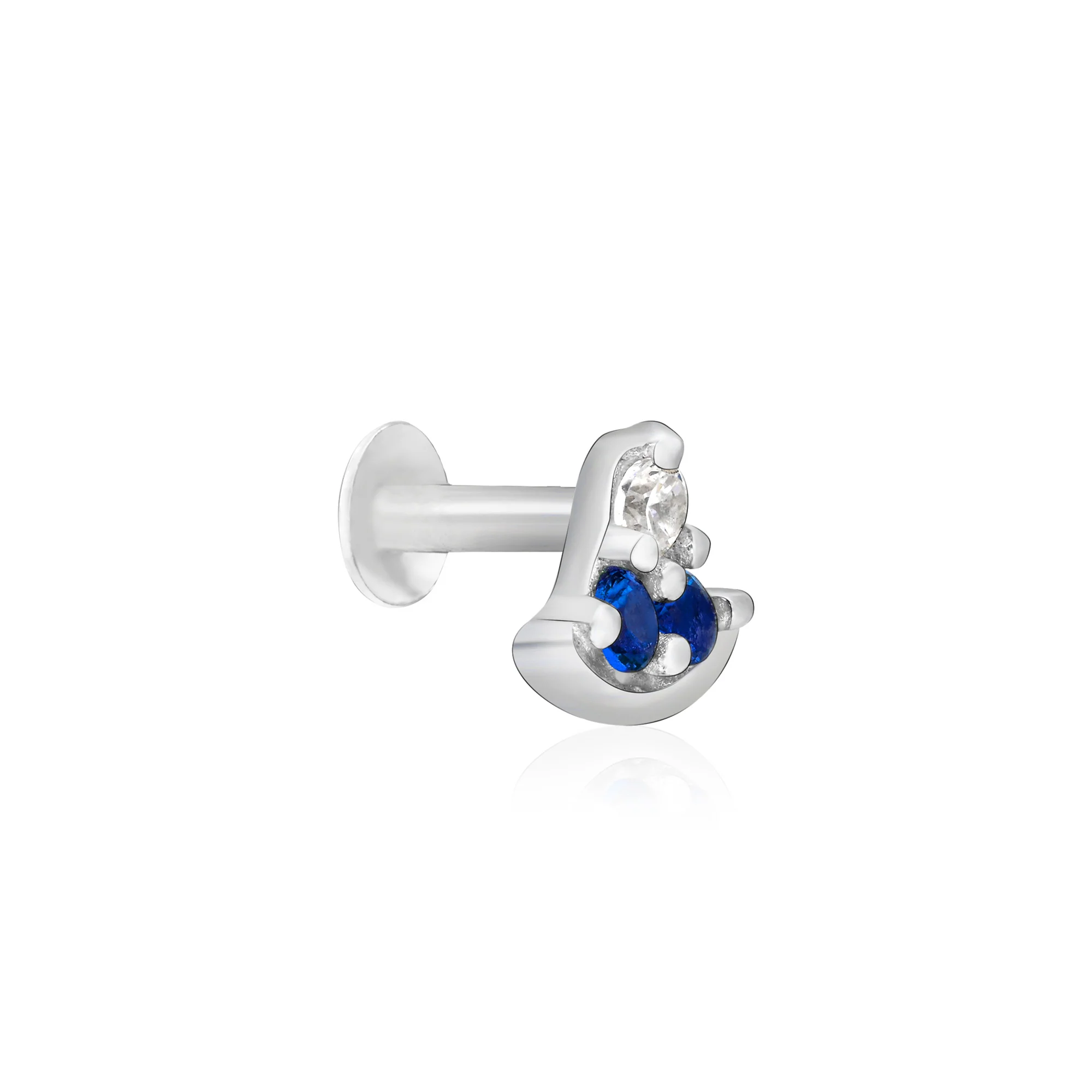 Crescent Sparkle Silver Nose Pin - Image 13