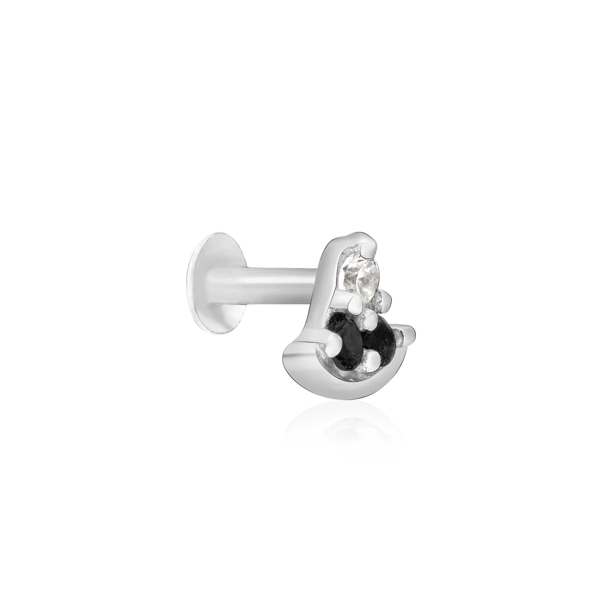 Crescent Sparkle Silver Nose Pin - Image 2
