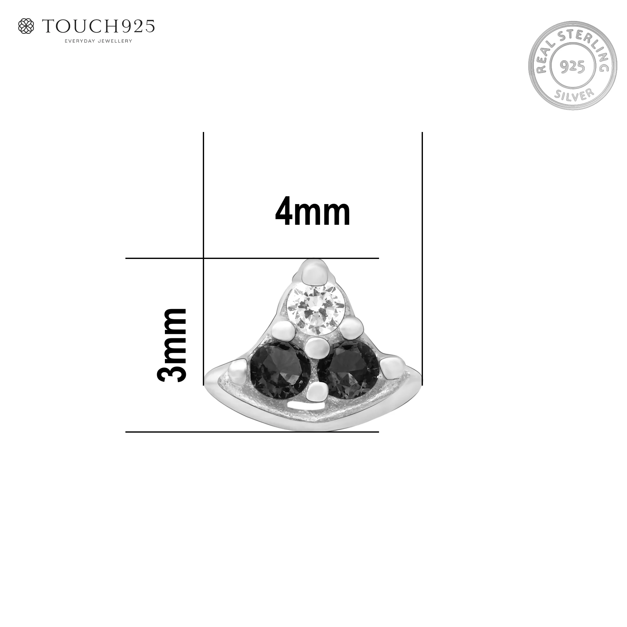 Crescent Sparkle Silver Nose Pin - Image 6