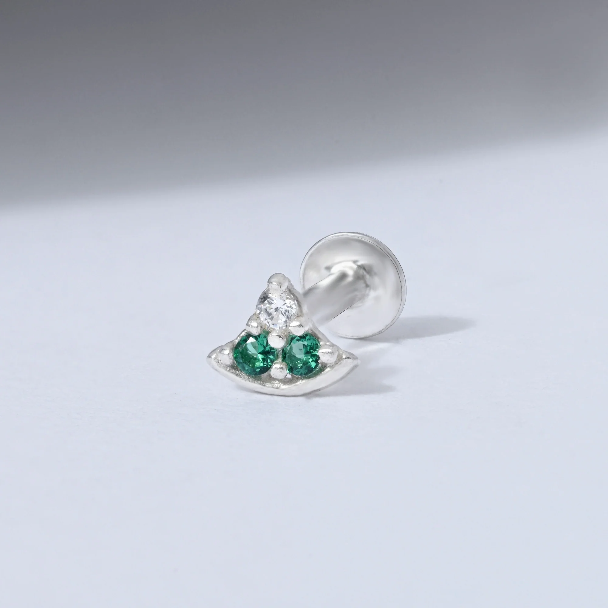 Crescent Sparkle Silver Nose Pin - Image 8