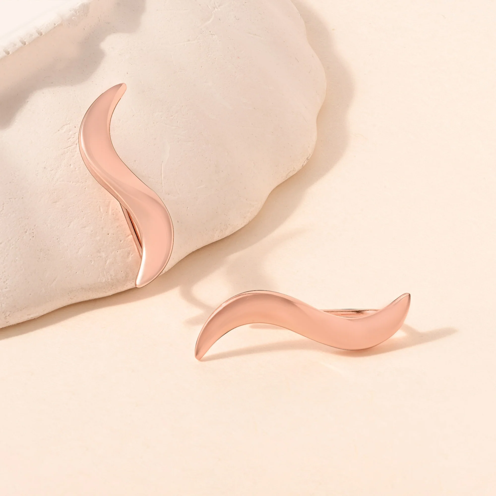 Crescent Wave Silver Earrings