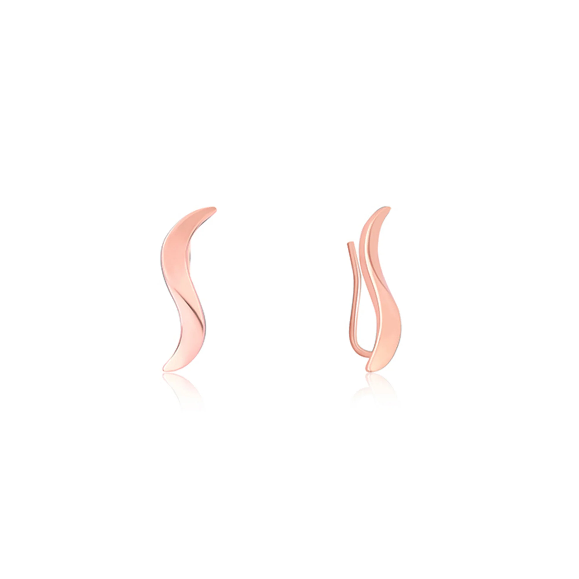 Crescent Wave Silver Earrings - Image 2