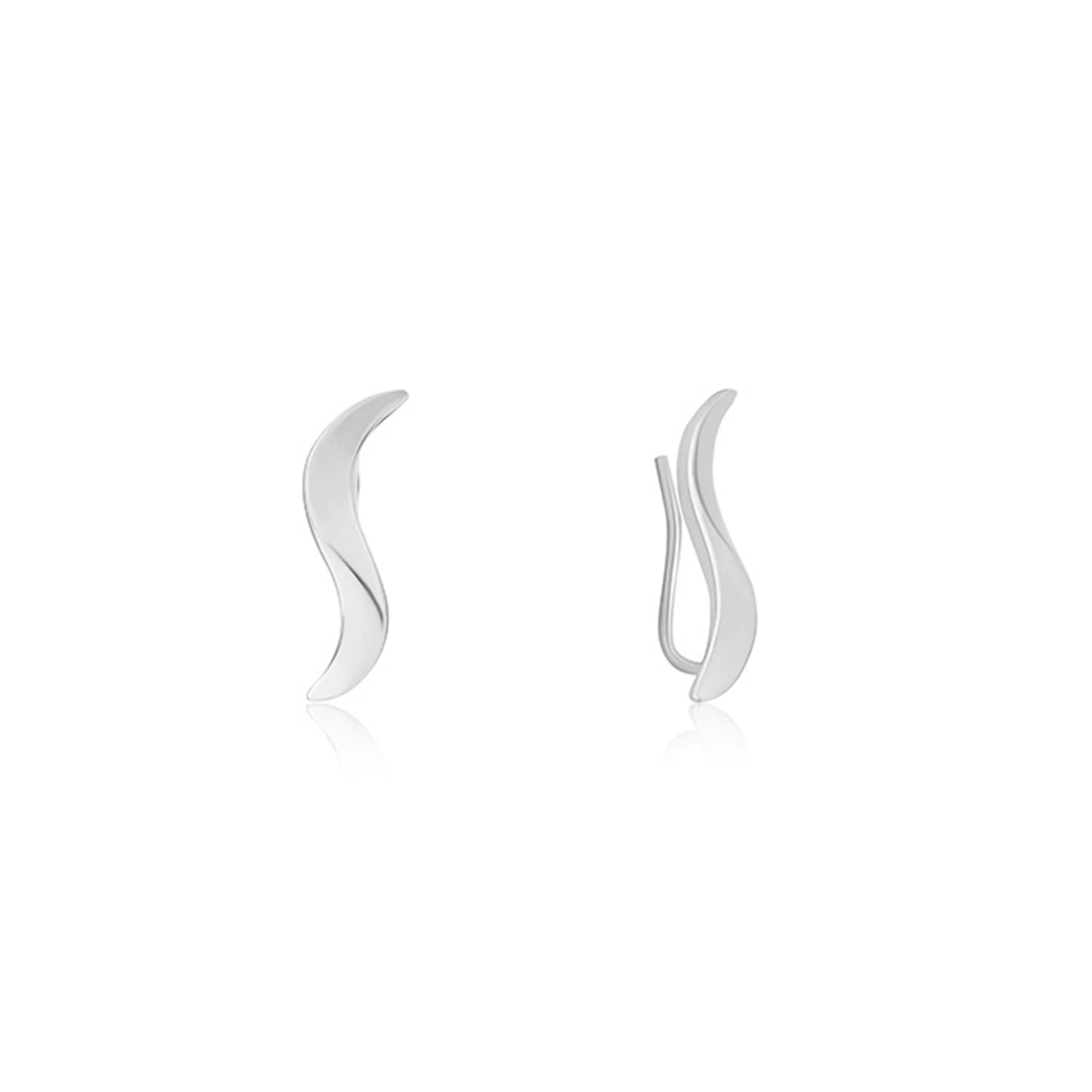Crescent Wave Silver Earrings - Image 7