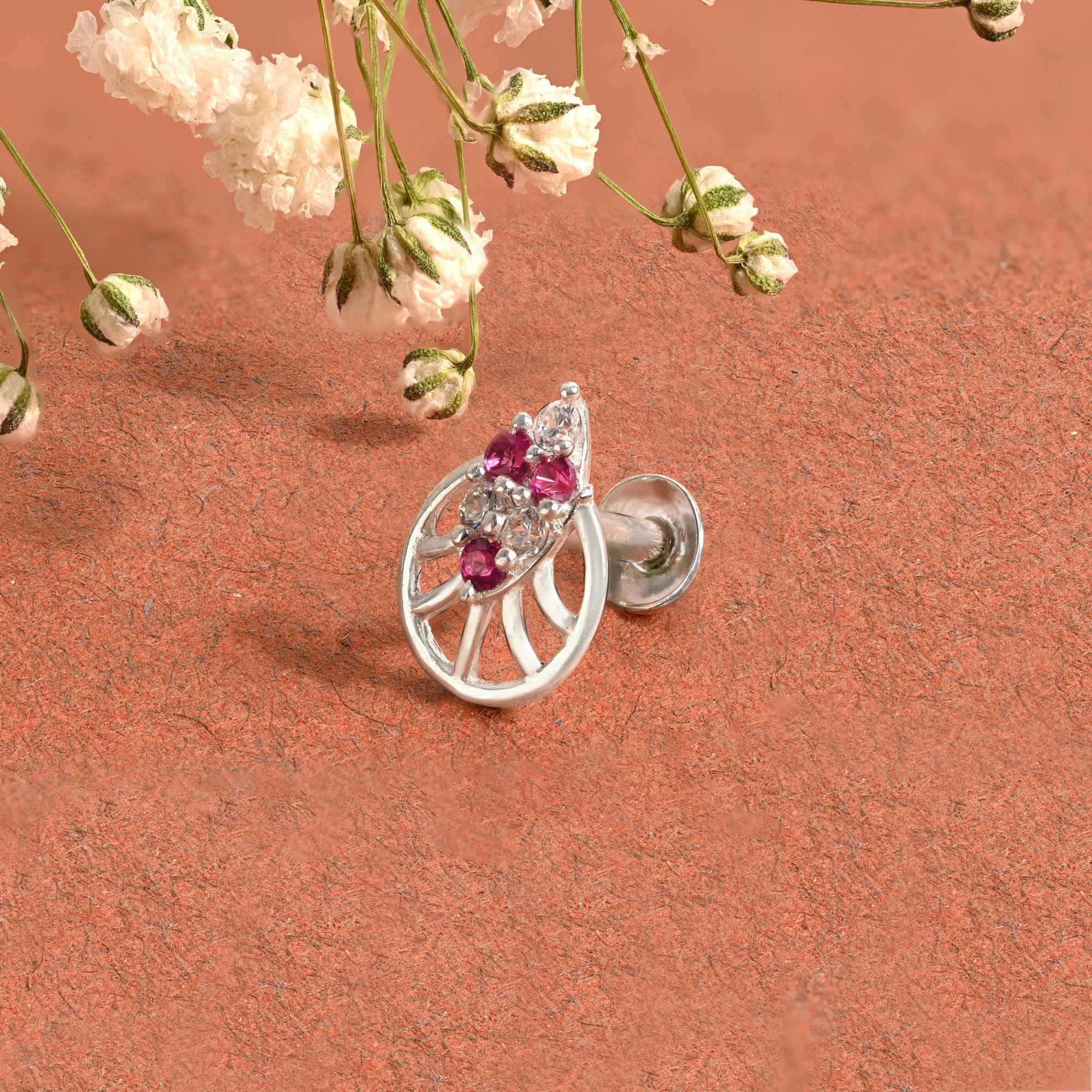 Crest Cluster Silver Nose Pin - Image 10