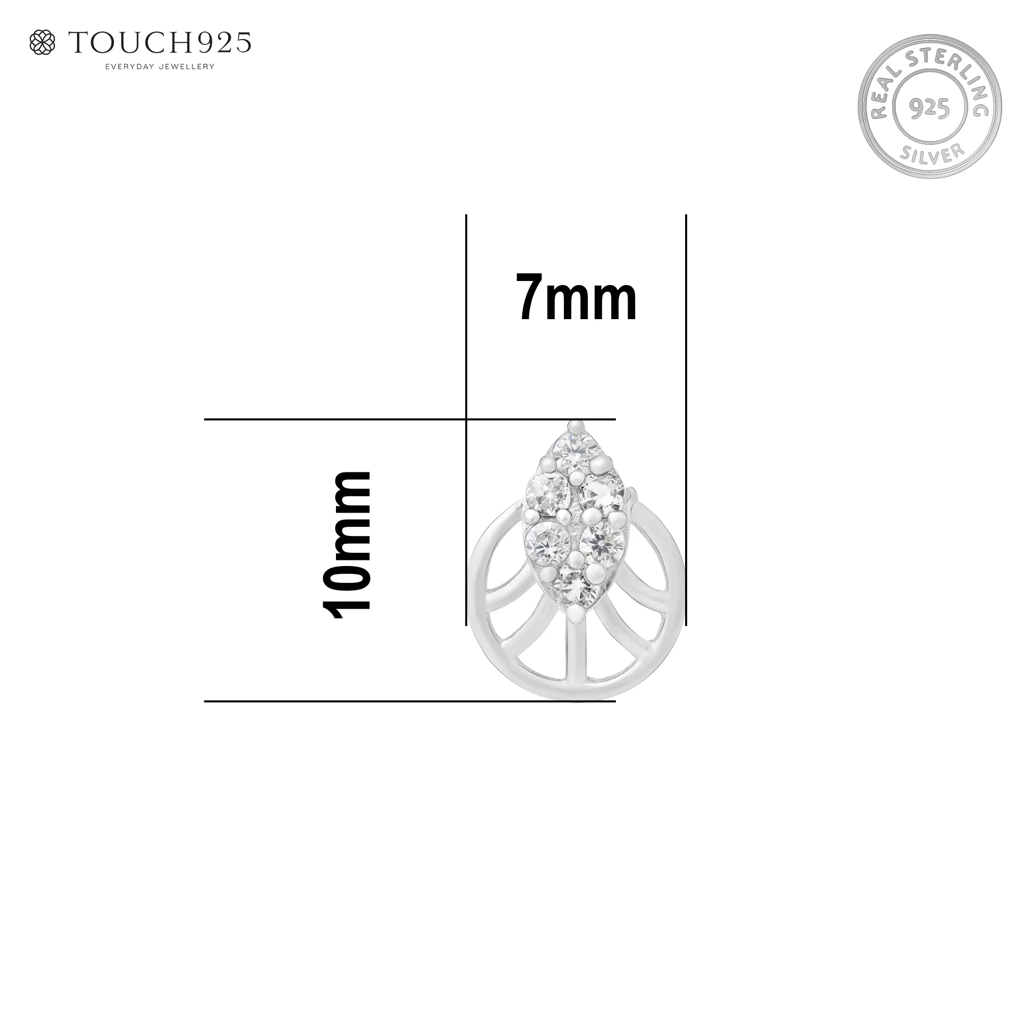 Crest Cluster Silver Nose Pin - Image 18