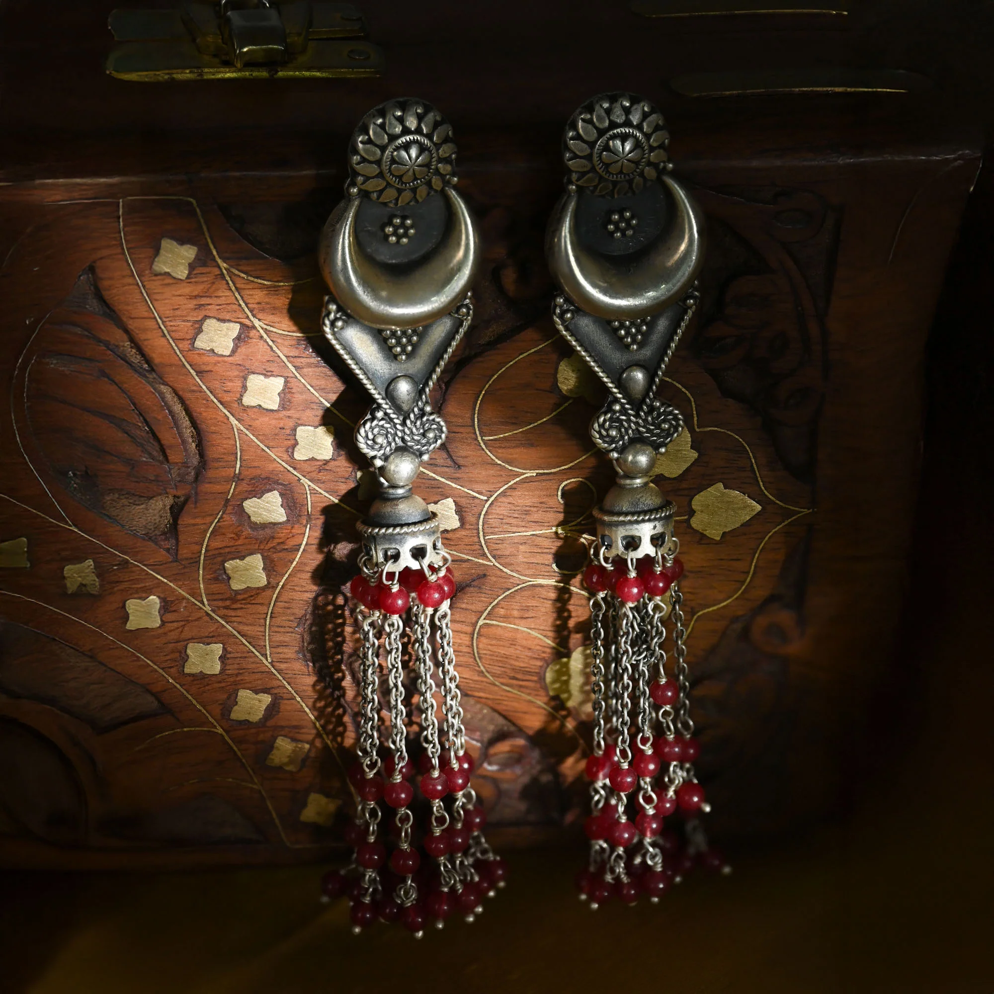 Crimson Tassel Earrings - Image 2