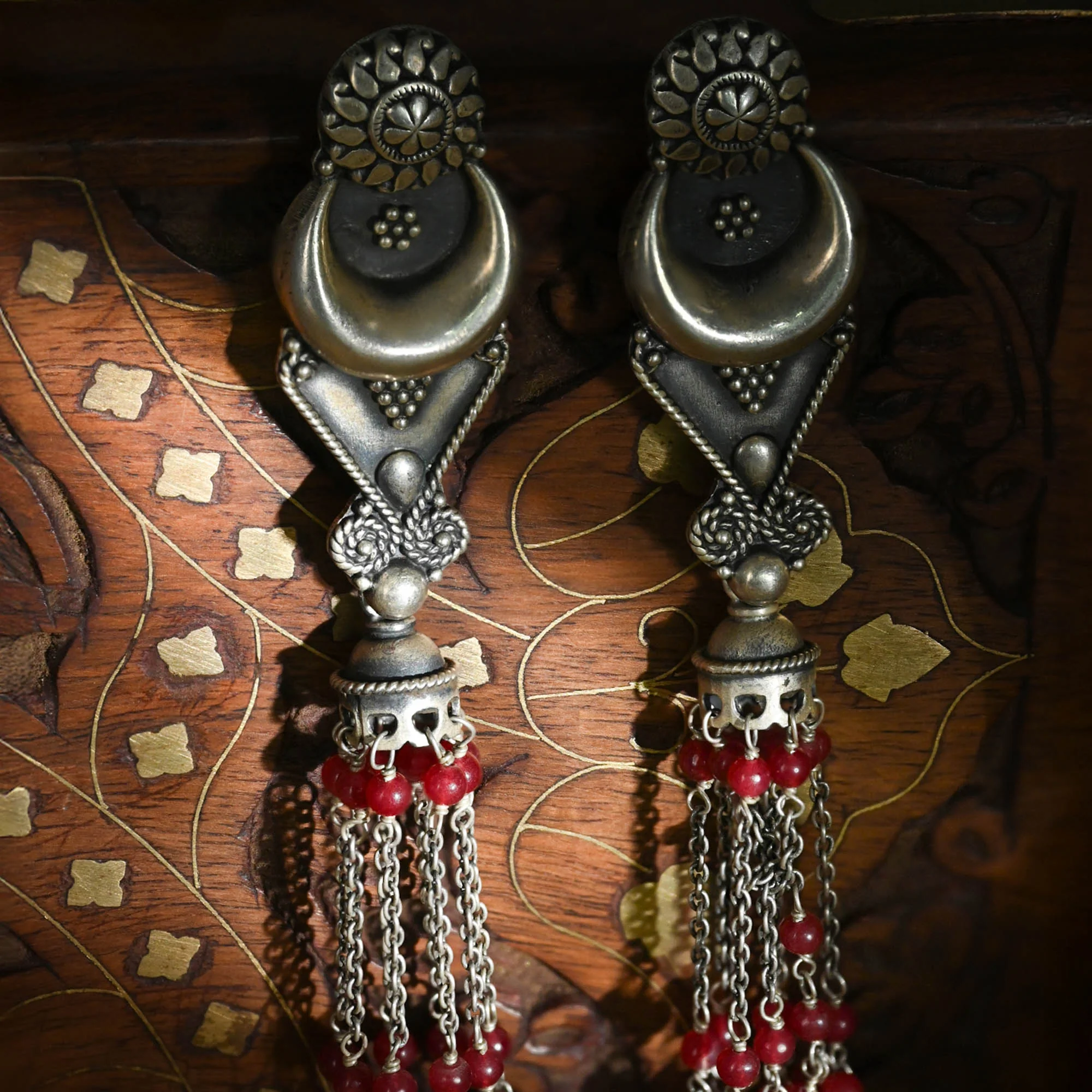 Crimson Tassel Earrings - Image 4