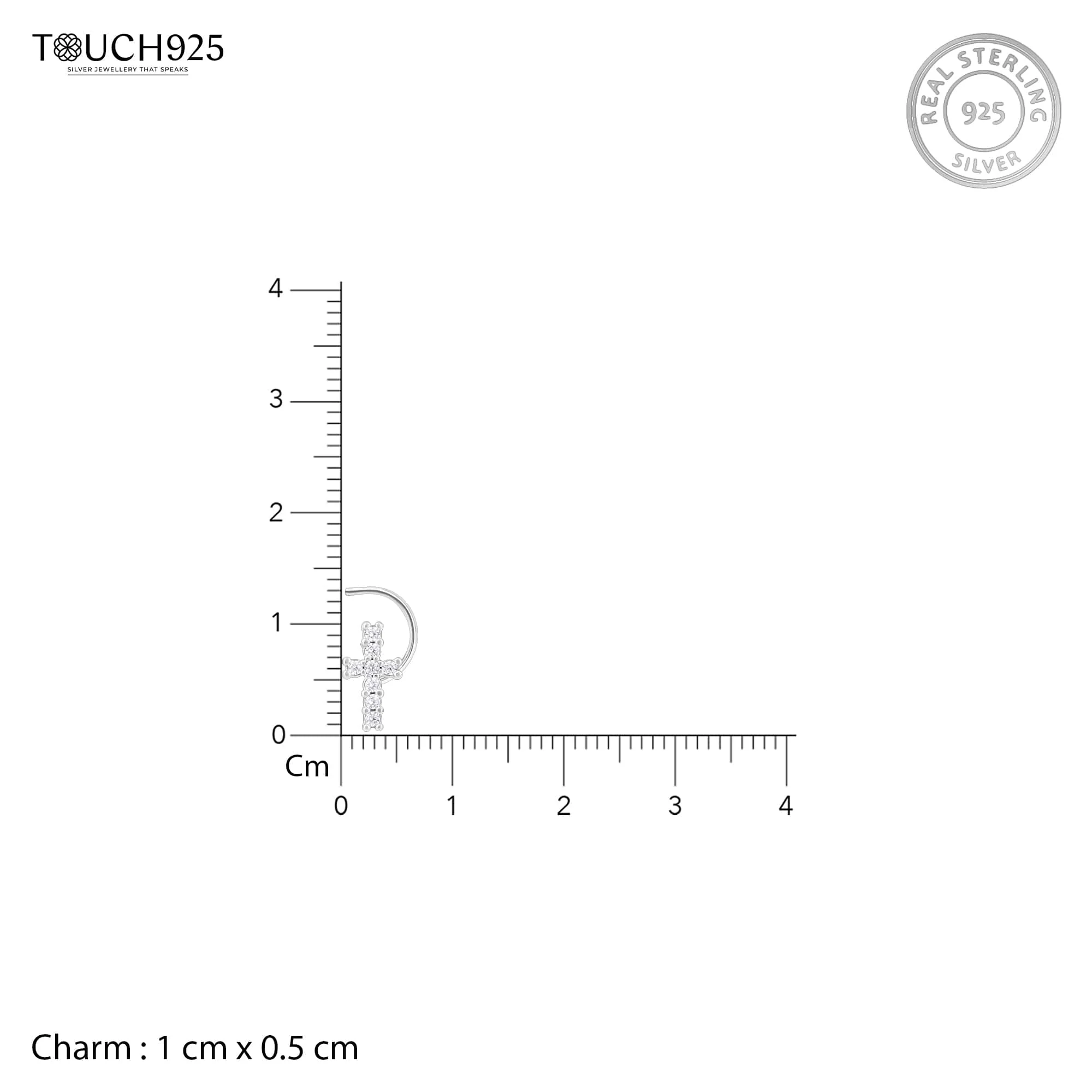 Cross Charm Silver Nose Pin - Image 6
