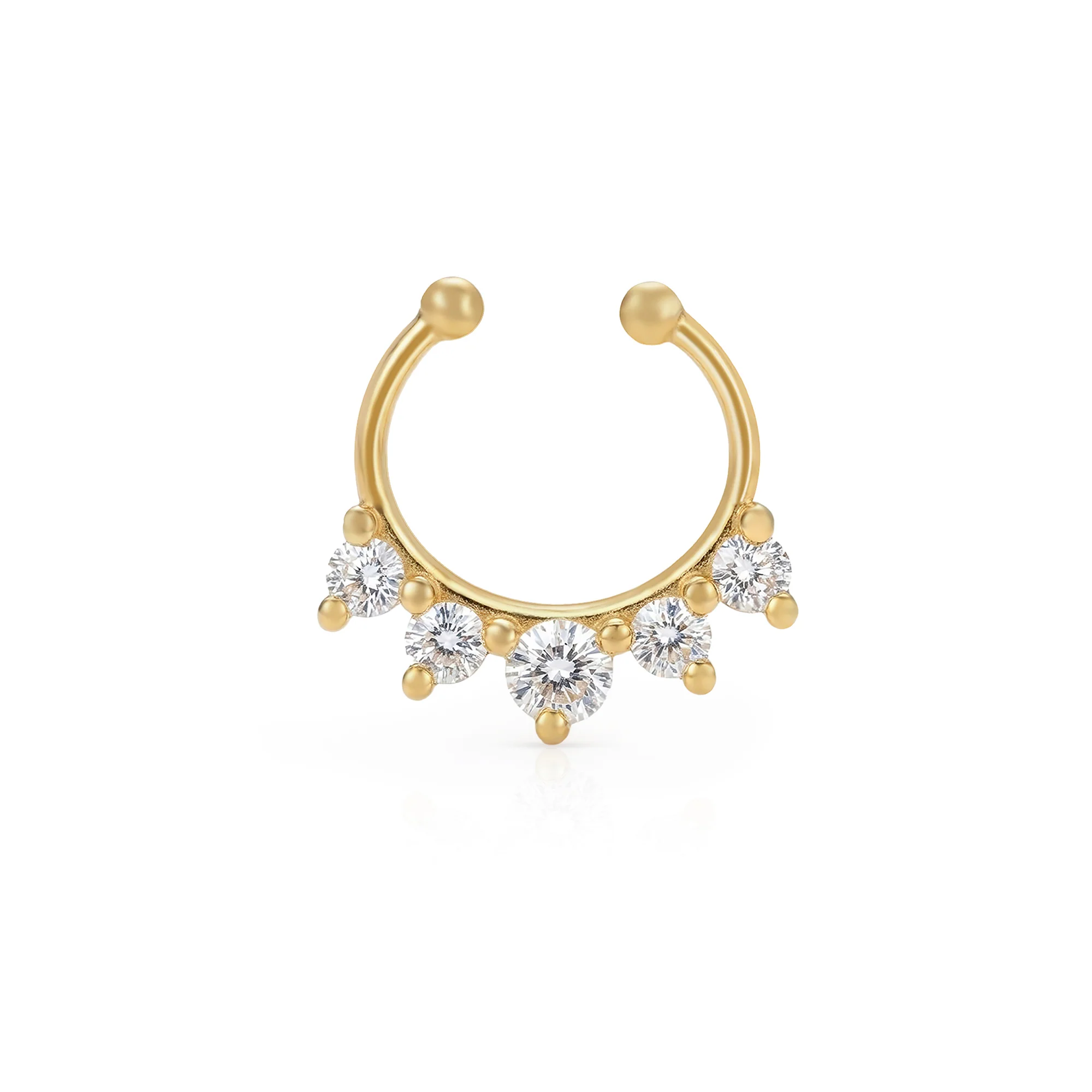 Crown CZ Septum Nose Ring - Image 2