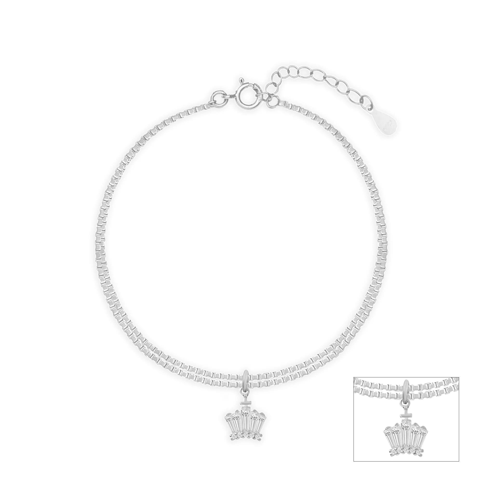 Crystal Flare Silver Anklet - Image 2