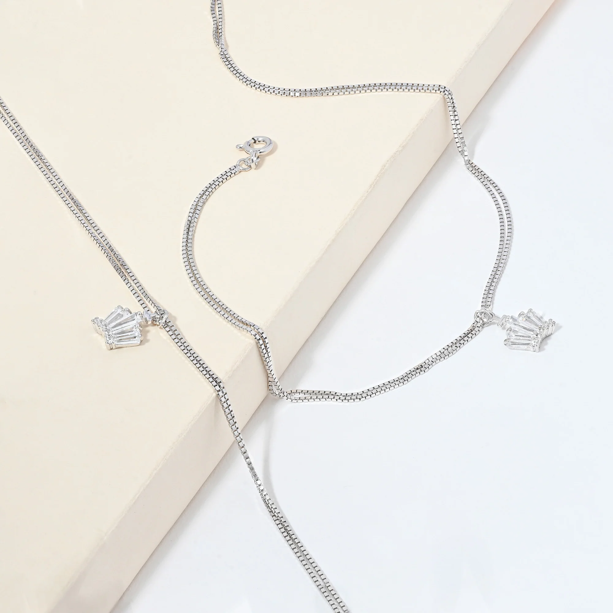 Crystal Flare Silver Anklet - Image 6