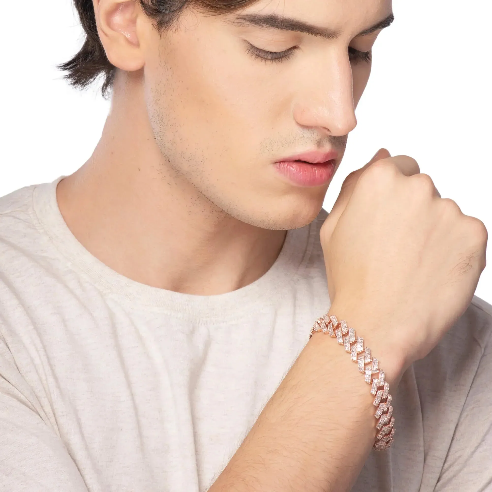 Cuban Rosegold CZ Bracelet - Image 3