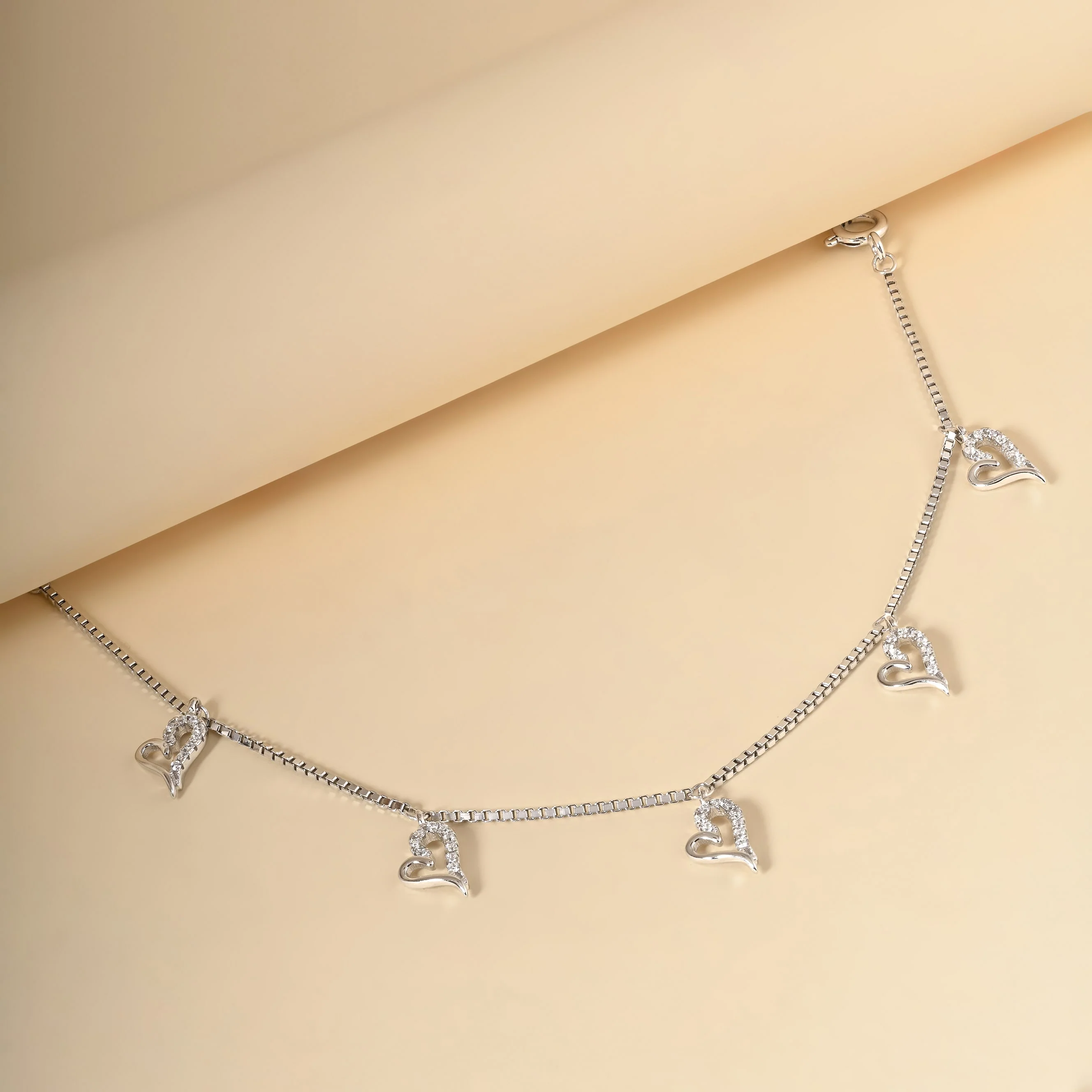 Cubic Chain Heart Charm Bracelet - Image 4