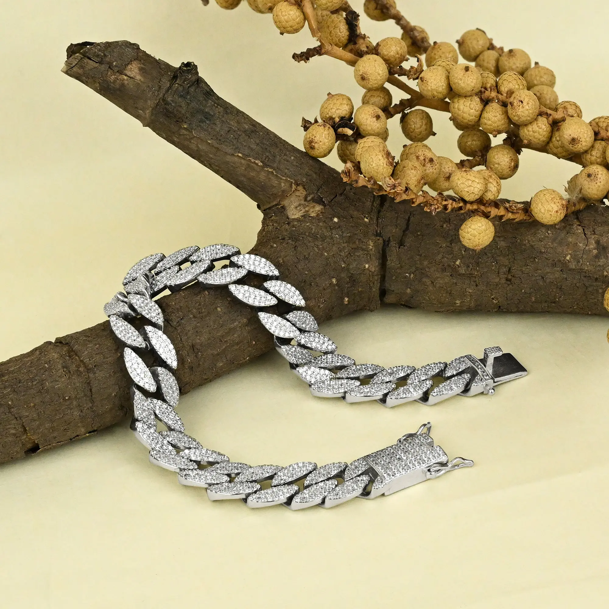Curb Cuban Link CZ Silver Bracelet - Image 3