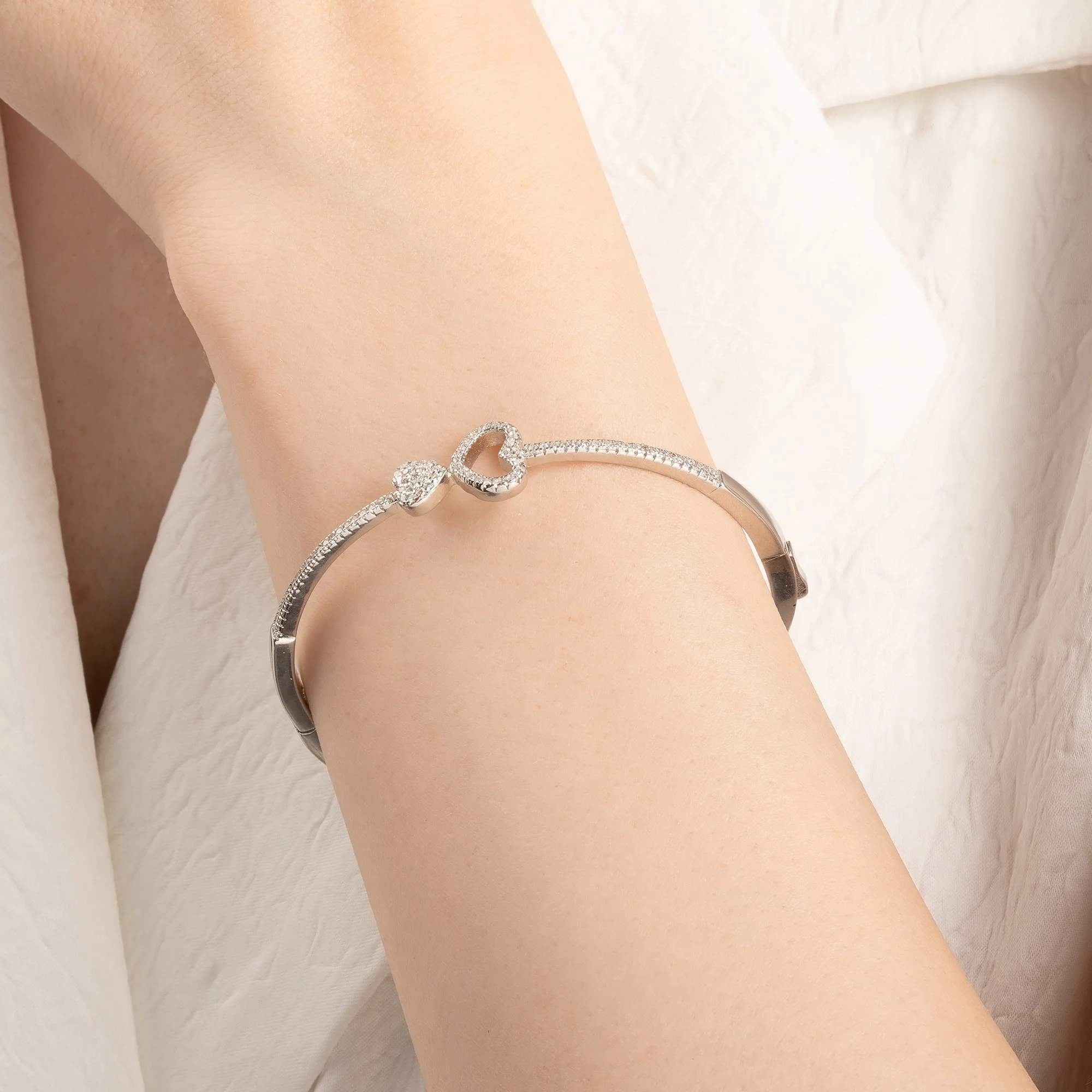 CZ Adornded Heart Link Kada - Image 3