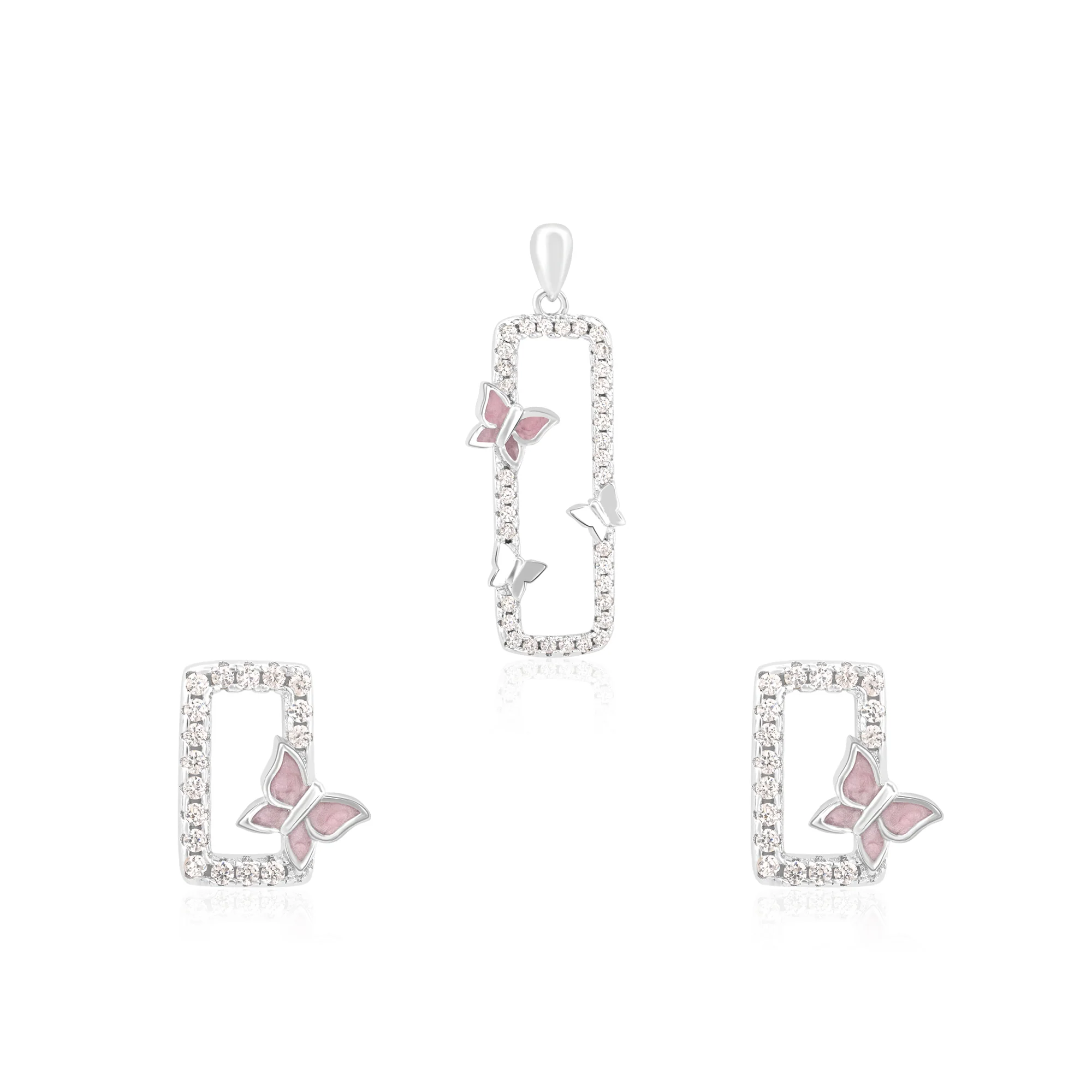 CZ Butterfly Pendant Set - Image 2