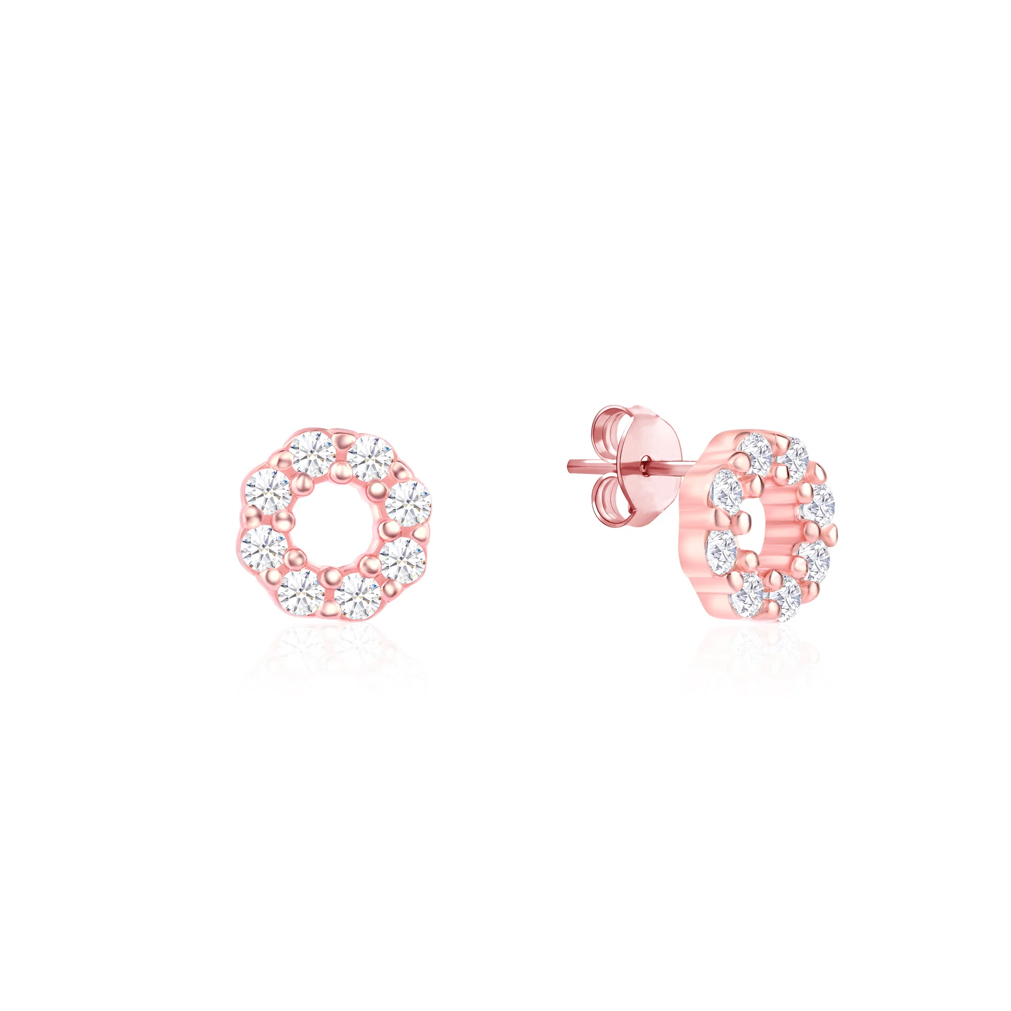 CZ Circle Stud Earrings - Image 2