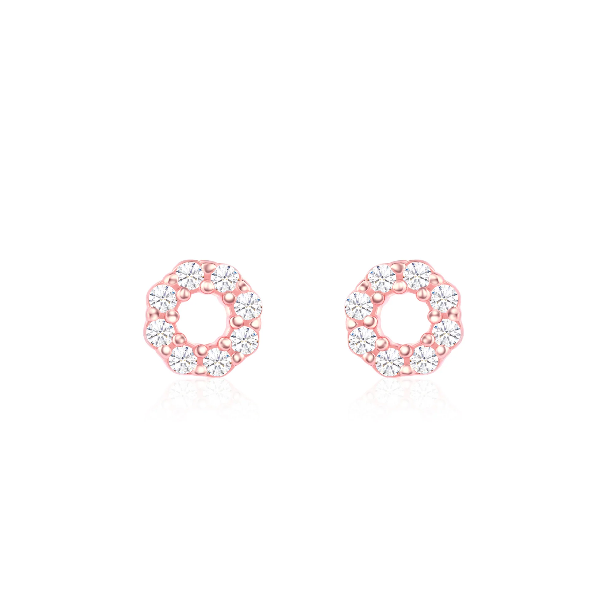 CZ Circle Stud Earrings - Image 4
