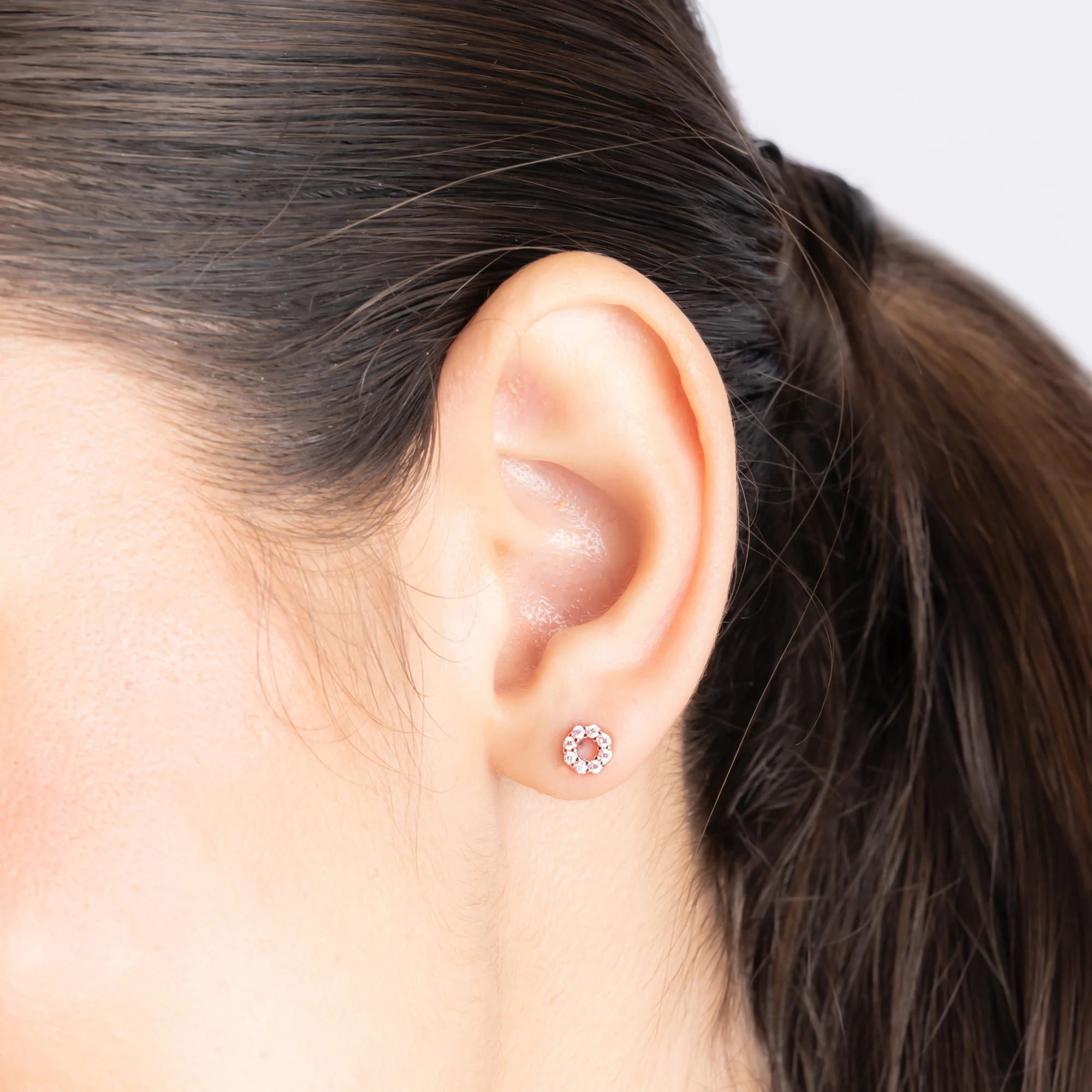 CZ Circle Stud Earrings - Image 5