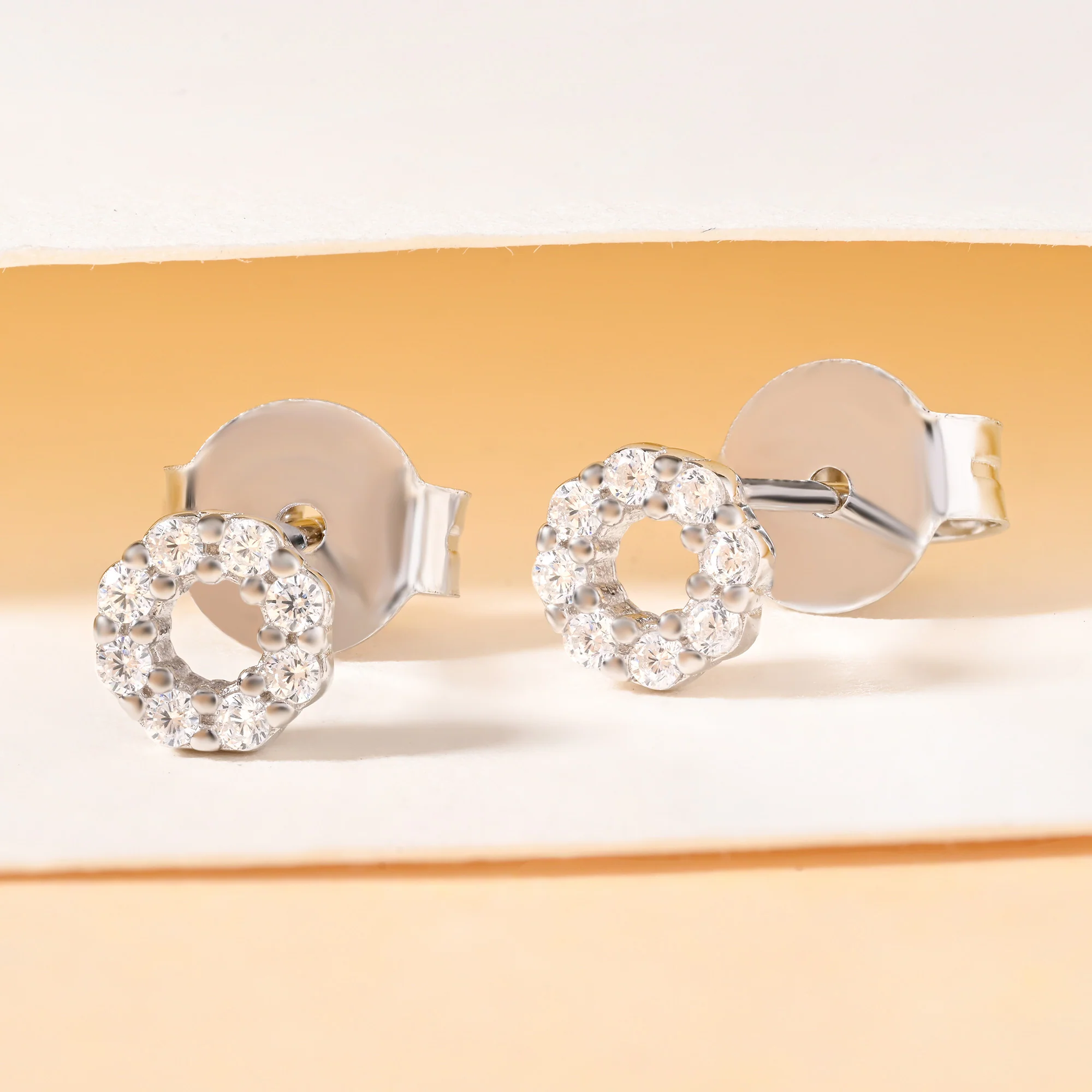 CZ Circle Stud Earrings - Image 9