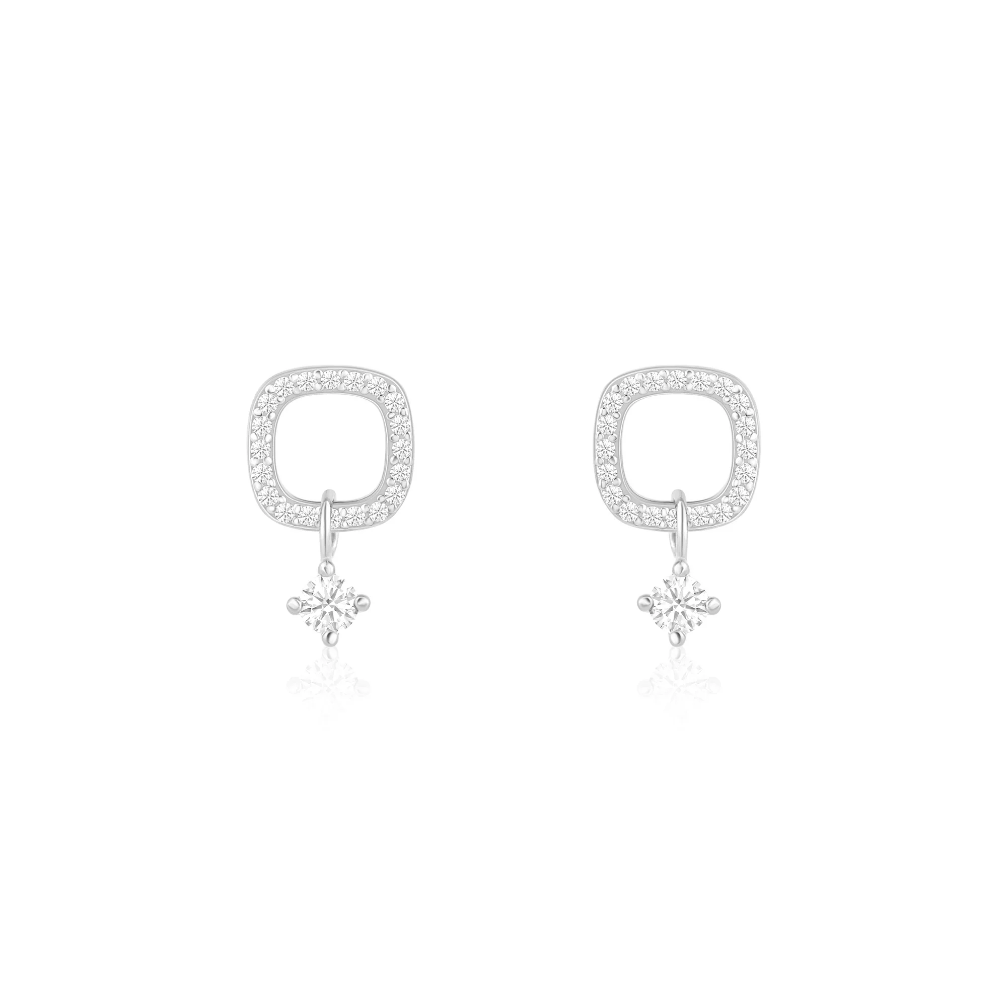 CZ Drop Charm Stud Earrings - Image 11