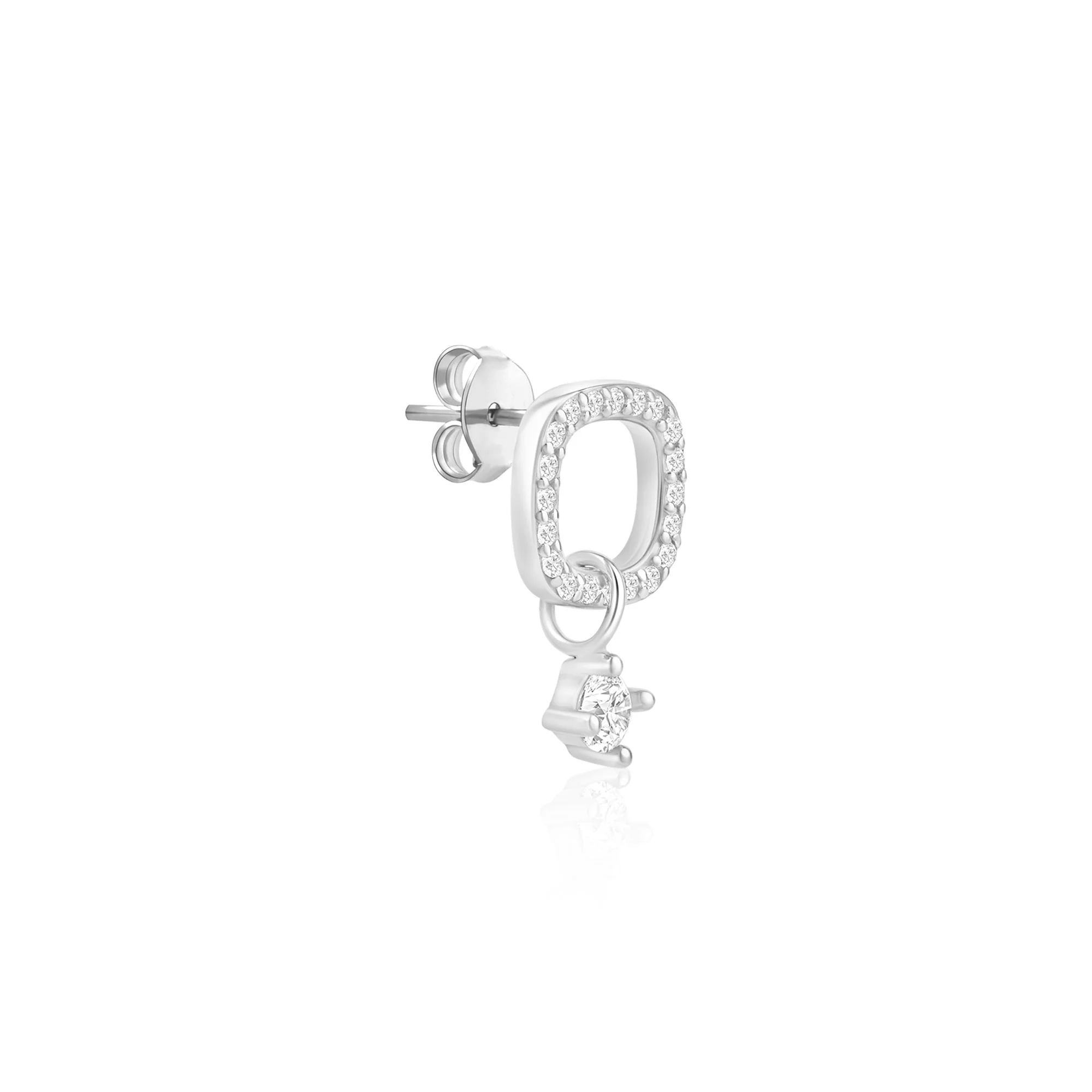CZ Drop Charm Stud Earrings - Image 13