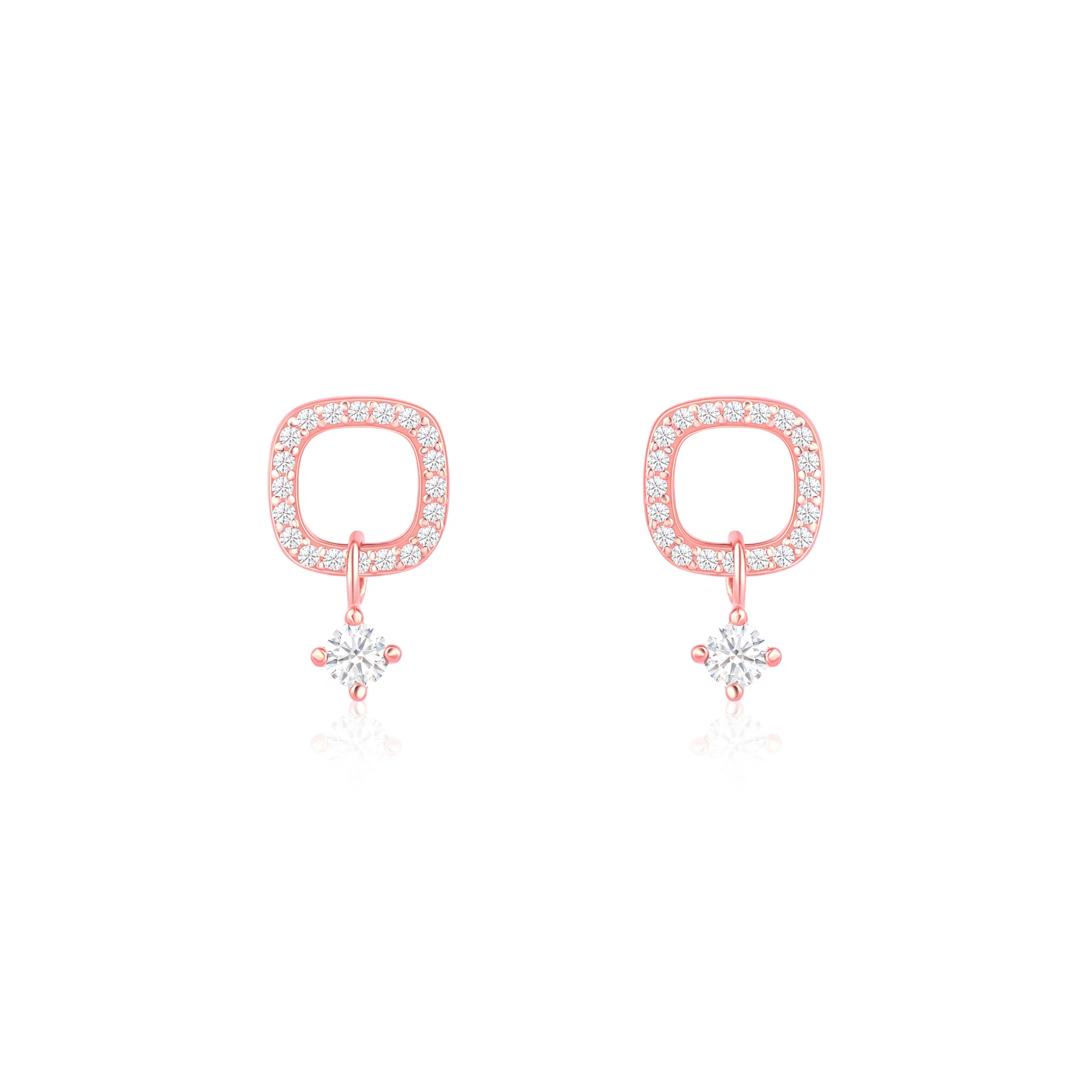 CZ Drop Charm Stud Earrings - Image 5