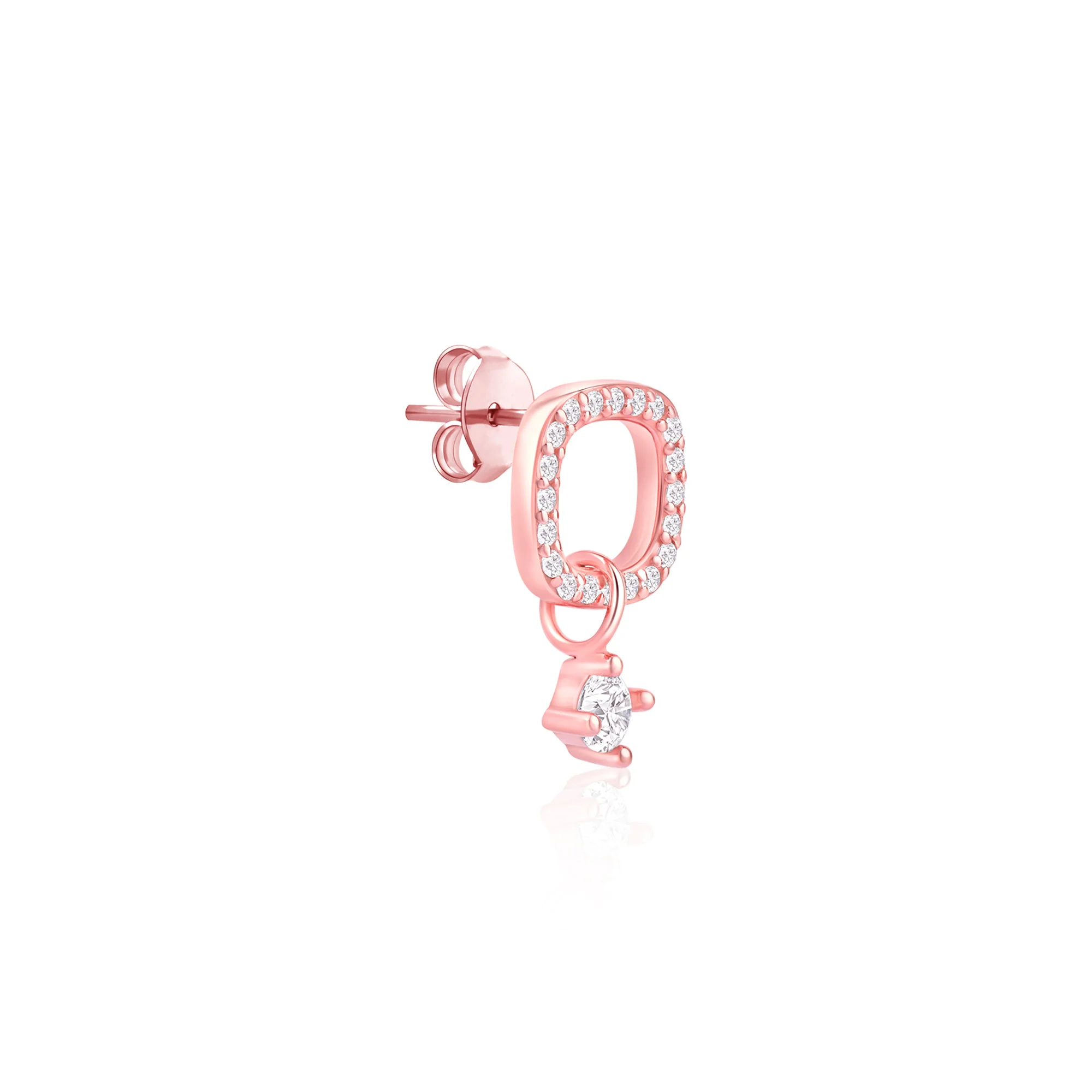 CZ Drop Charm Stud Earrings - Image 6