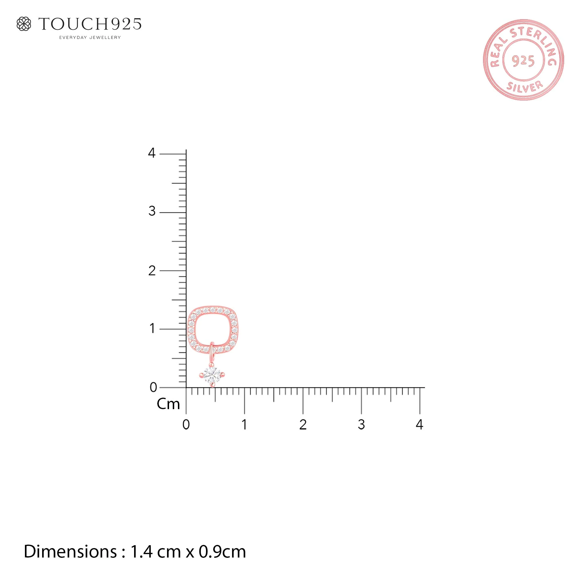 CZ Drop Charm Stud Earrings - Image 7