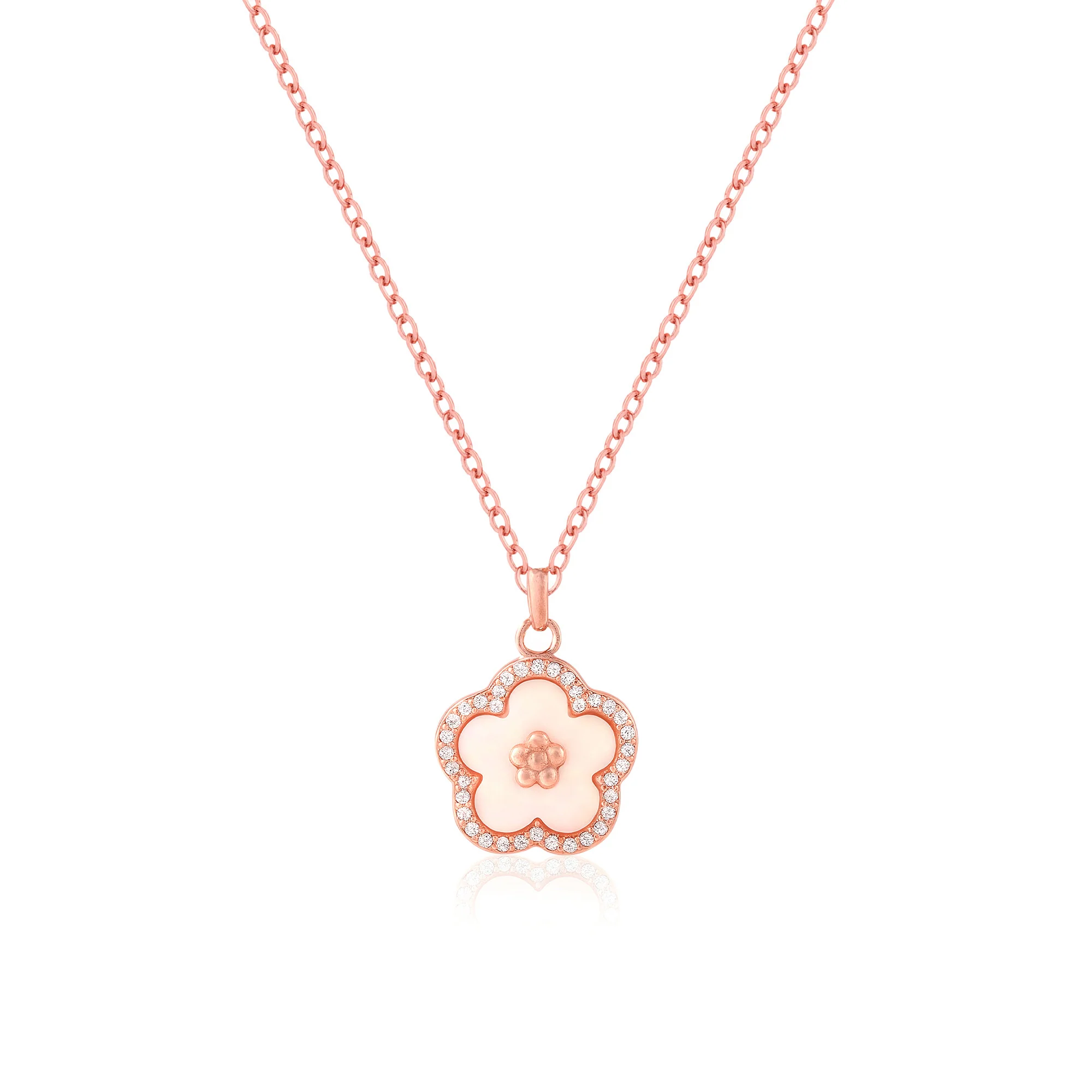 CZ Floral Pendant Necklace - Image 2