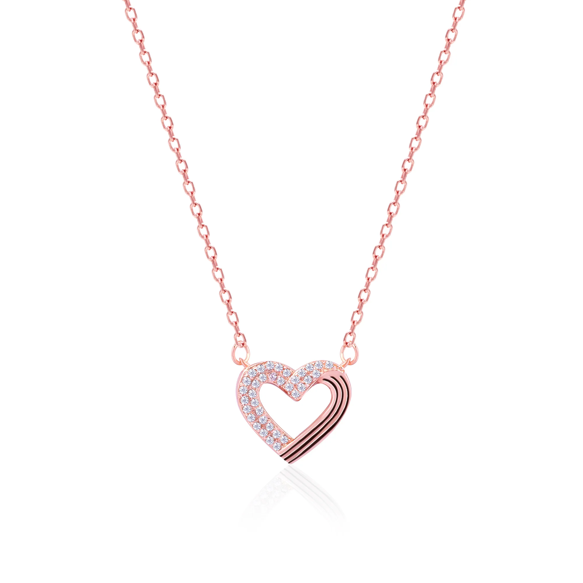 CZ Heart Pendant Necklace - Image 2