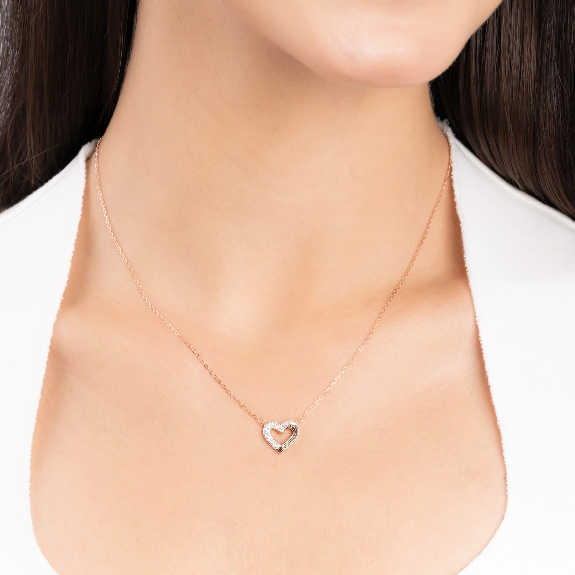 CZ Heart Pendant Necklace - Image 3