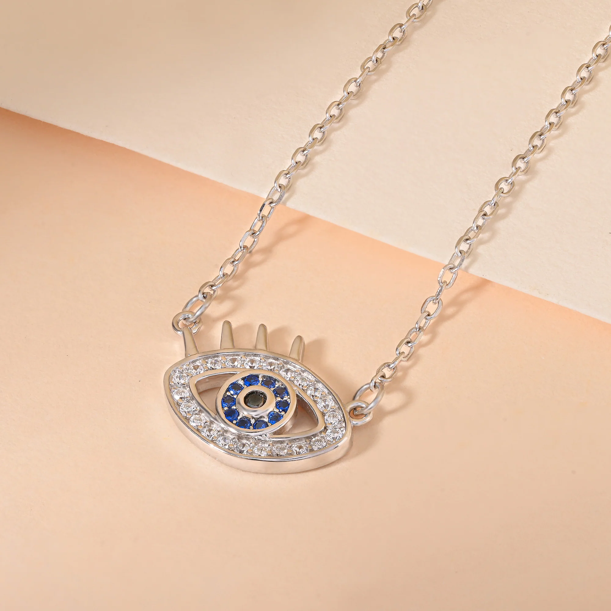 CZ Silver Evil Eye Necklace