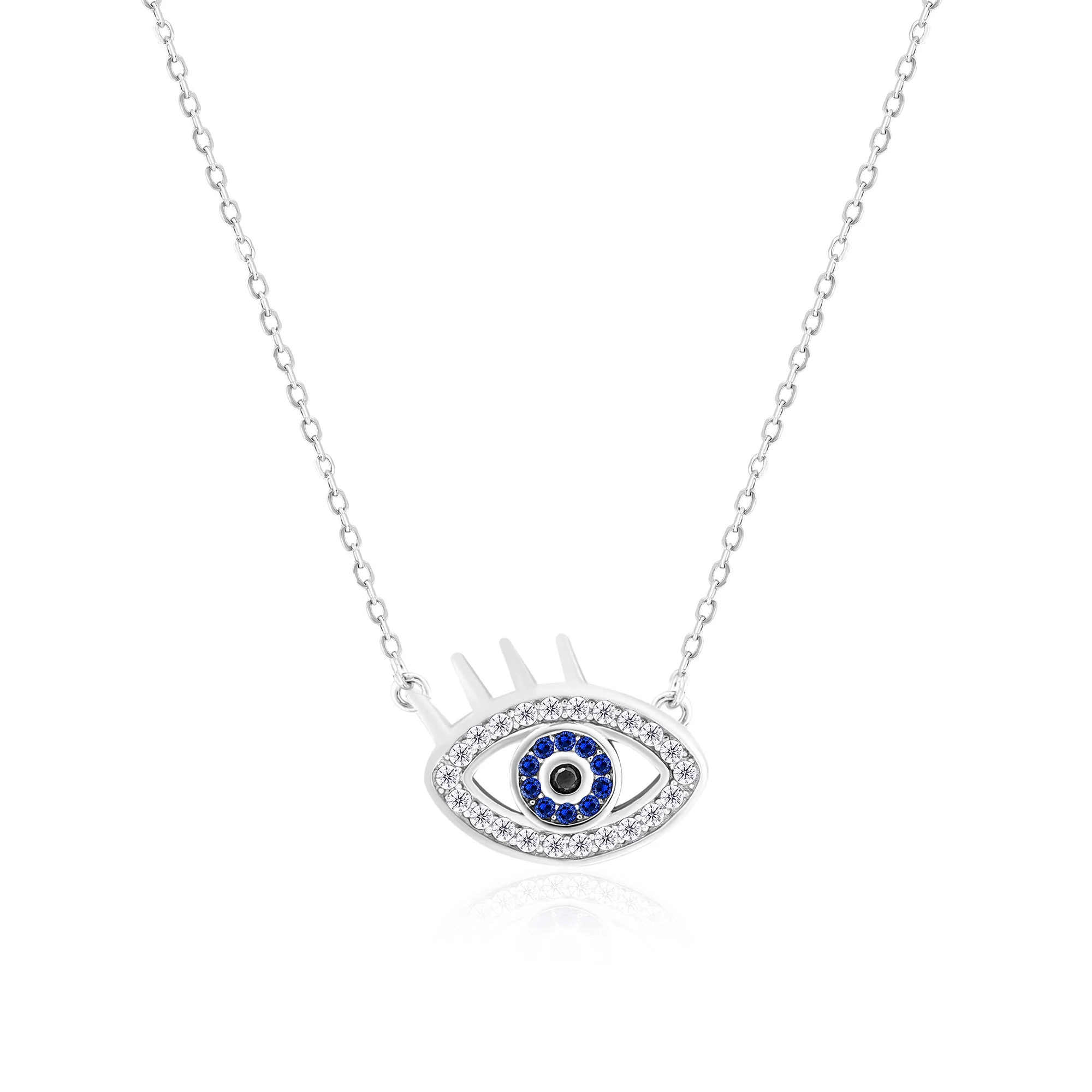 CZ Silver Evil Eye Necklace - Image 2