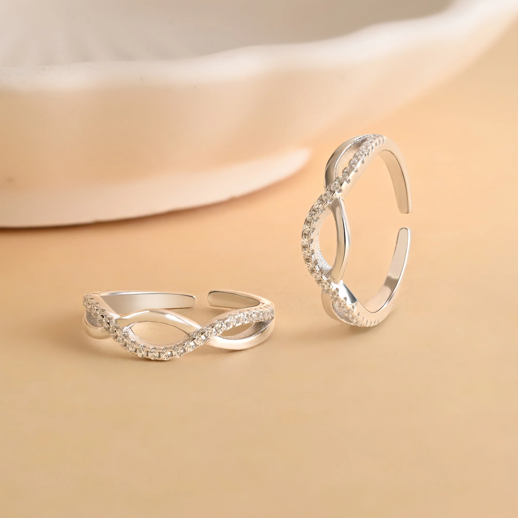 CZ Stones Infinity Toe Ring